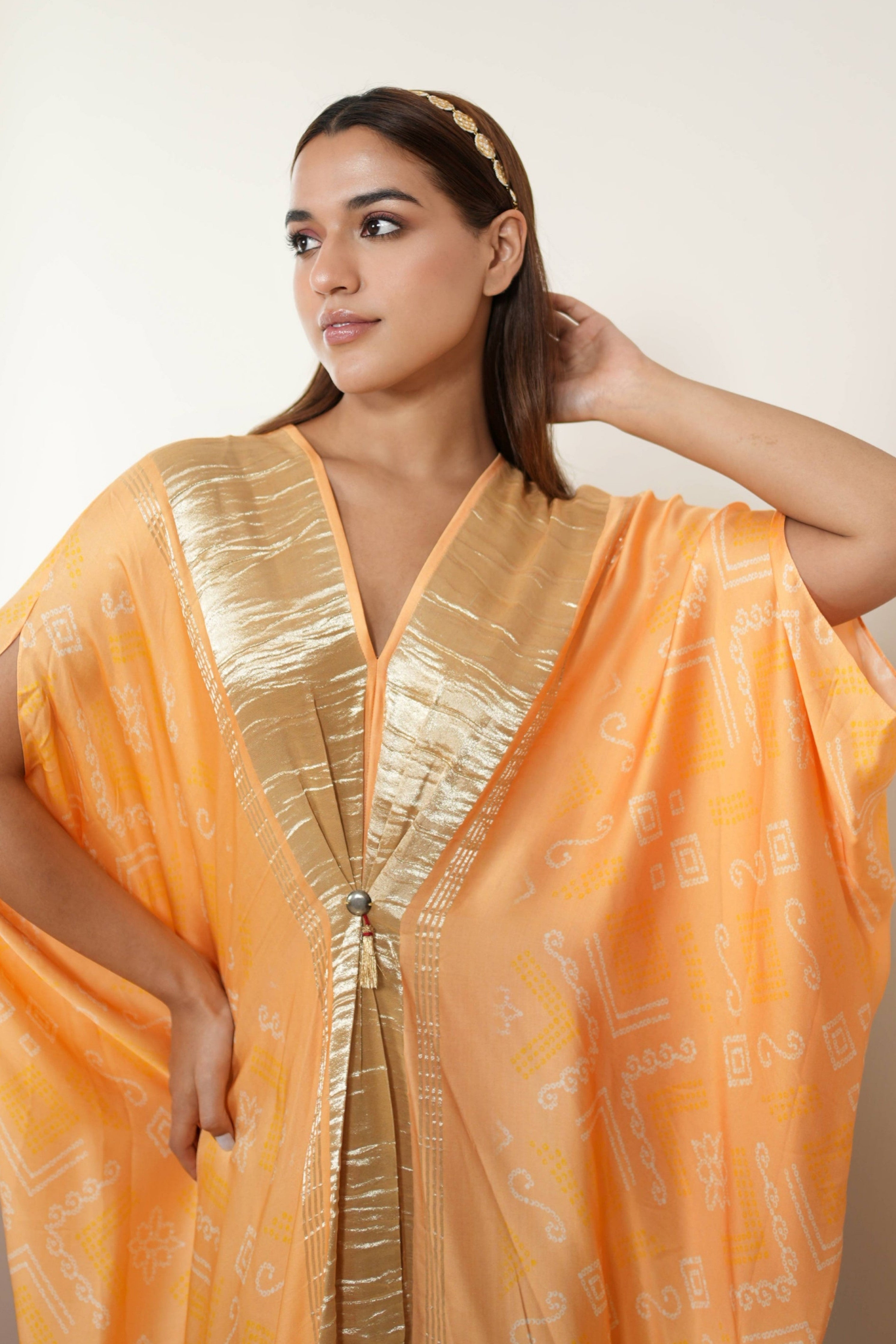 Peach Silver Kaftan