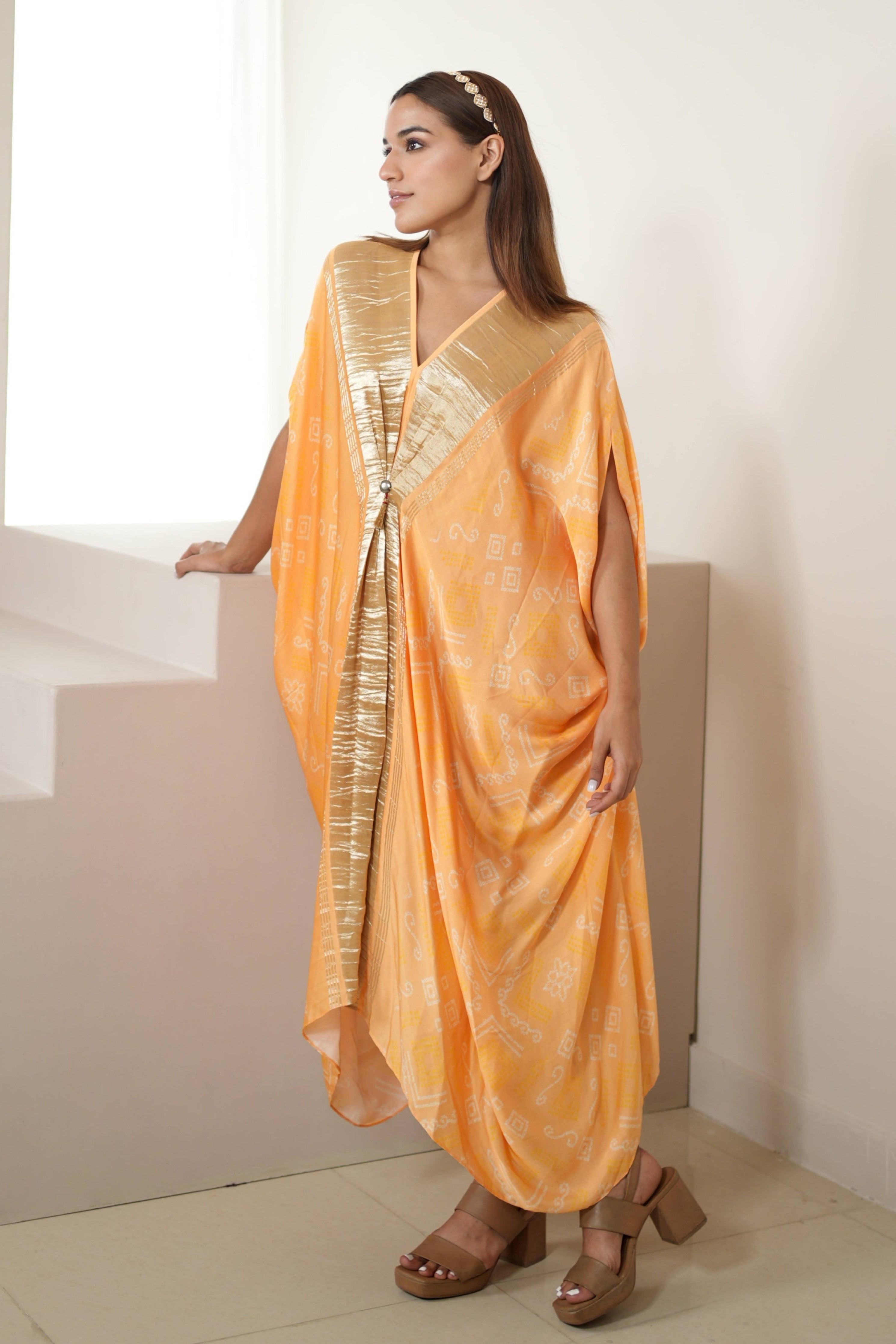 Peach Silver Kaftan