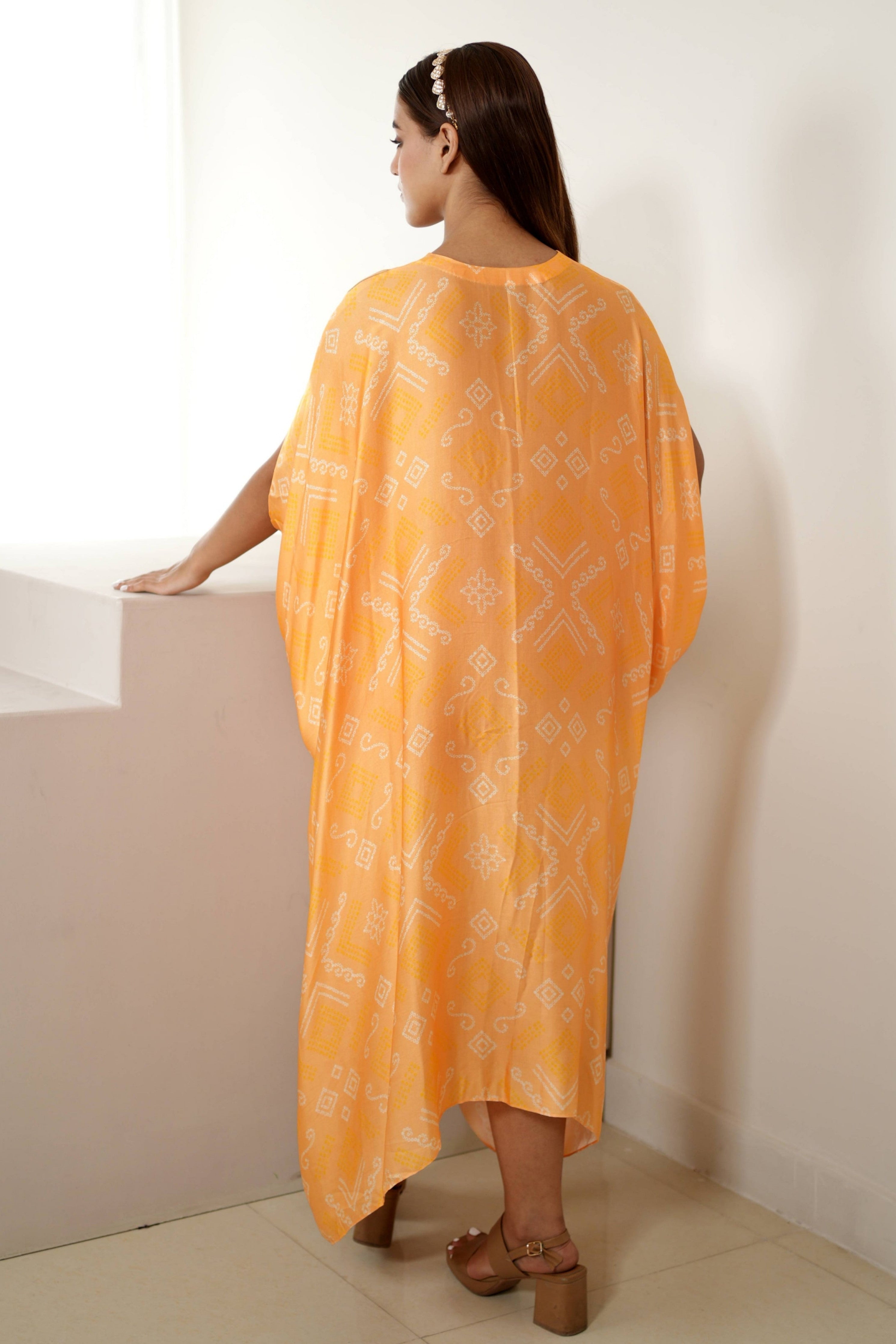 Peach Silver Kaftan