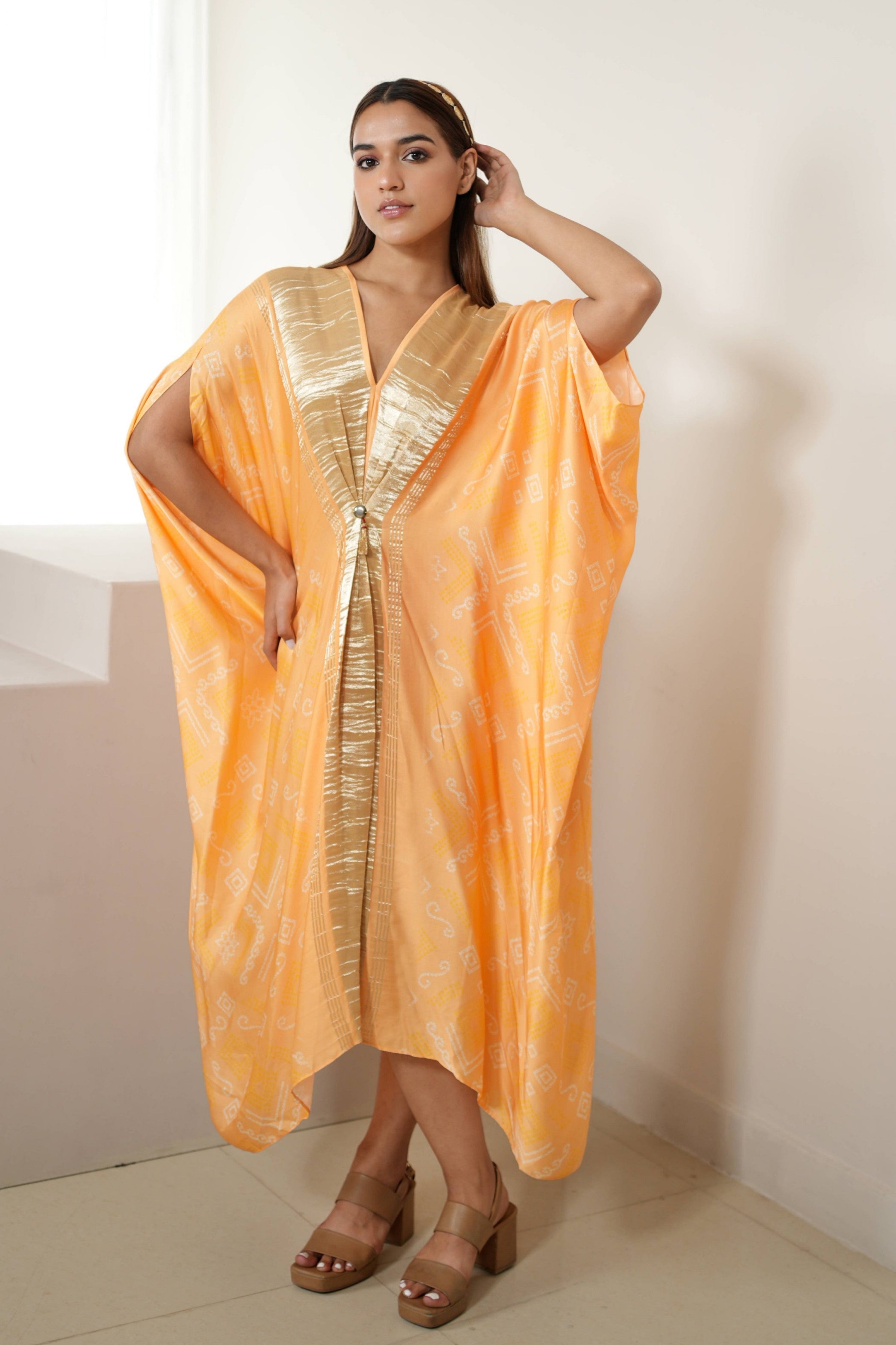Peach Silver Kaftan