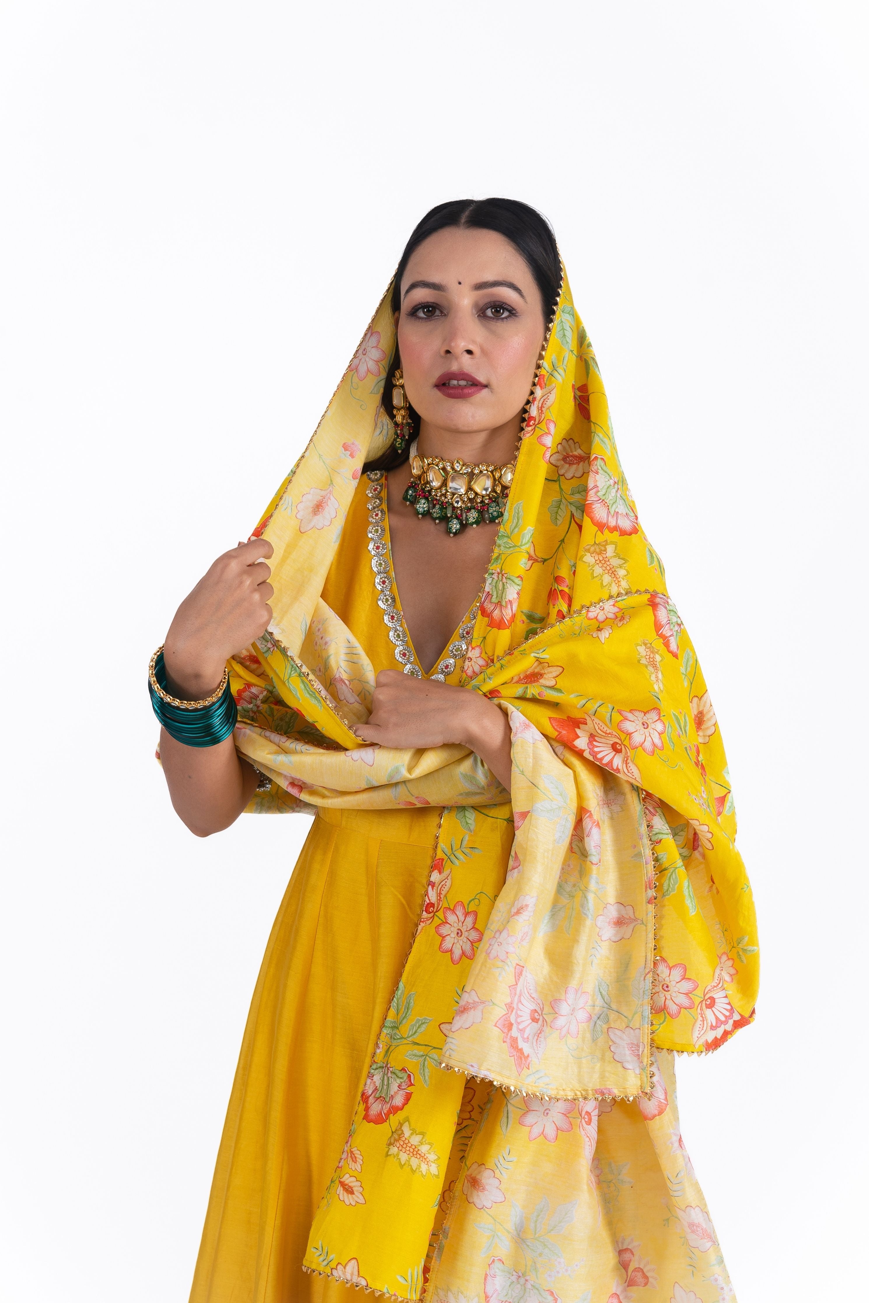 Peela Anarkali Set