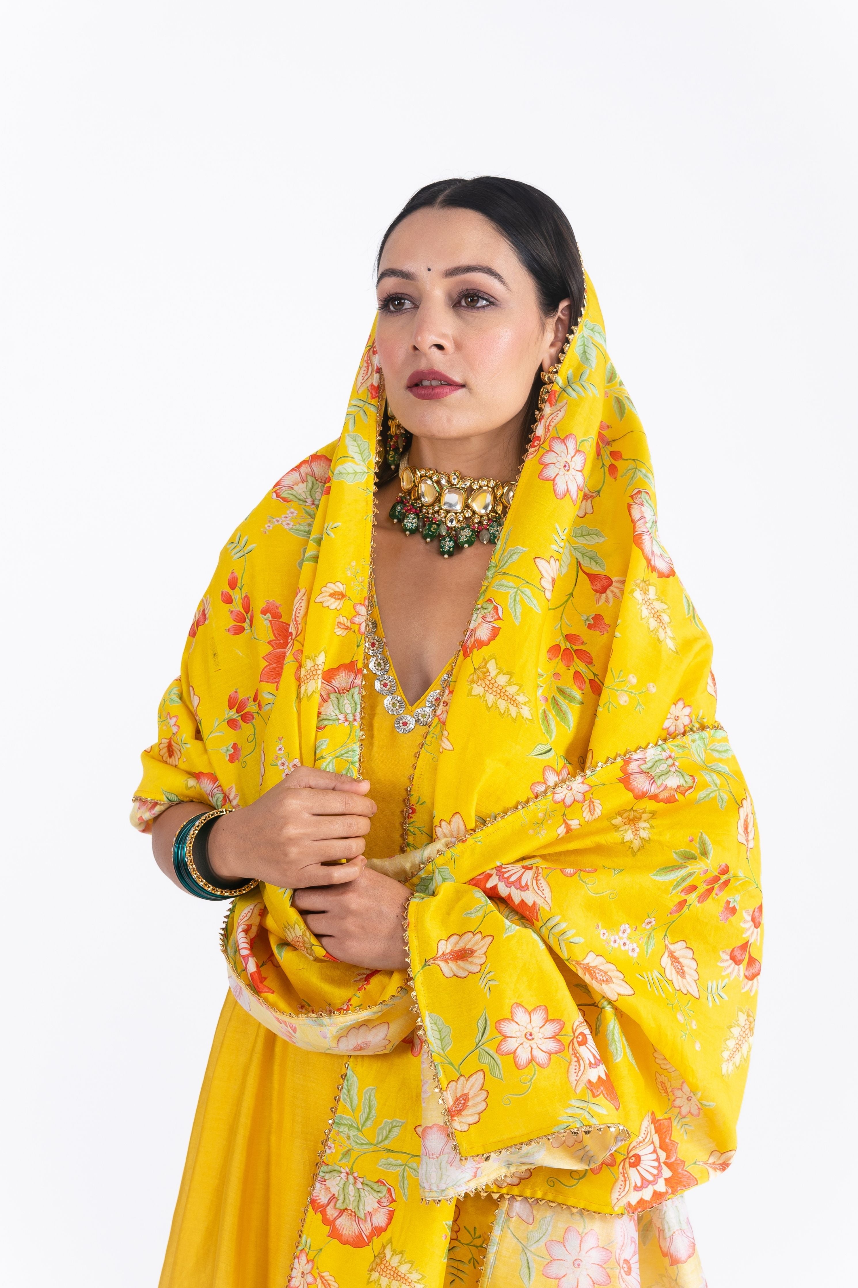 Peela Anarkali Set