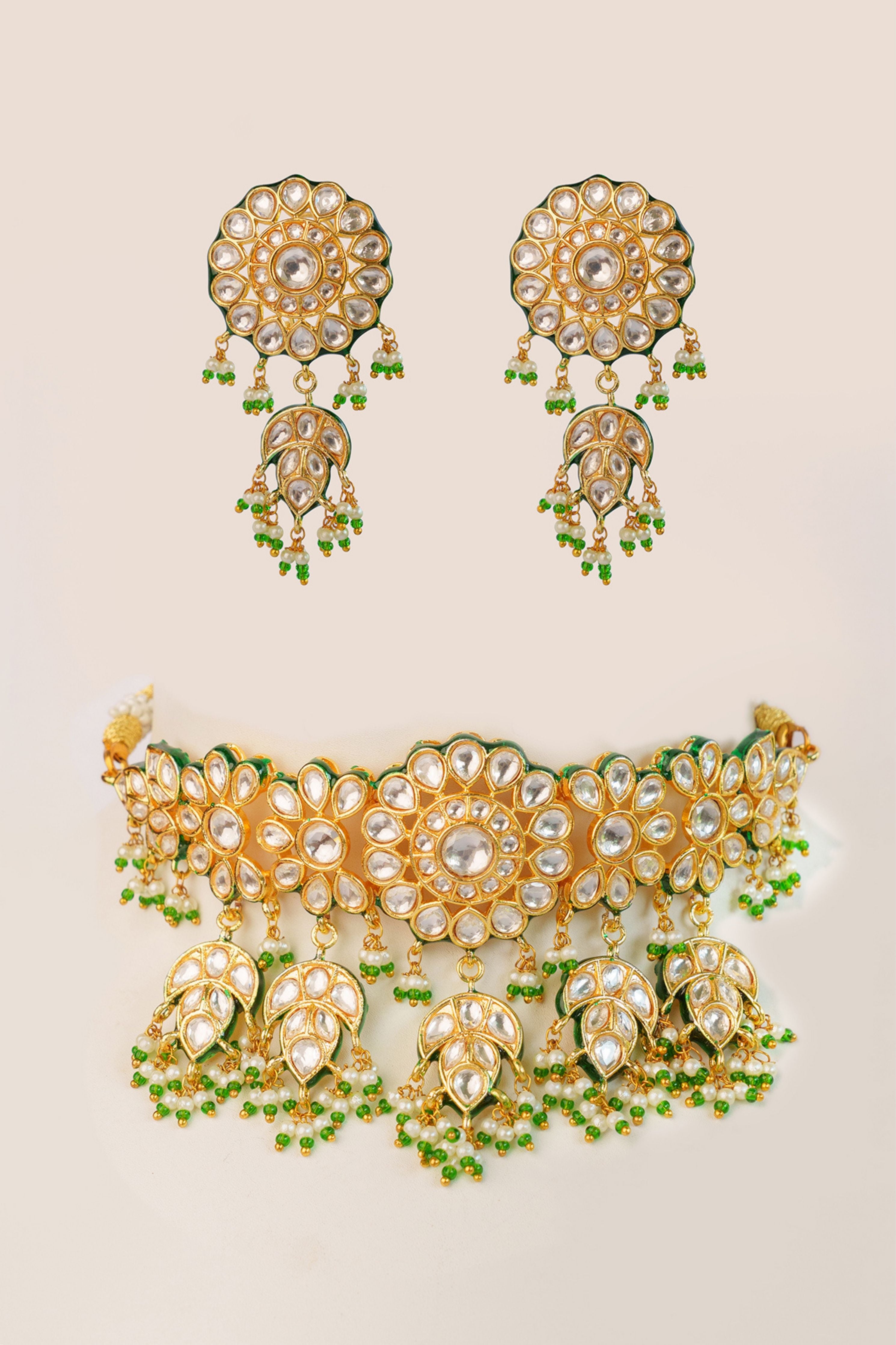 Petit And Elegant Kundan Polki Choker Set