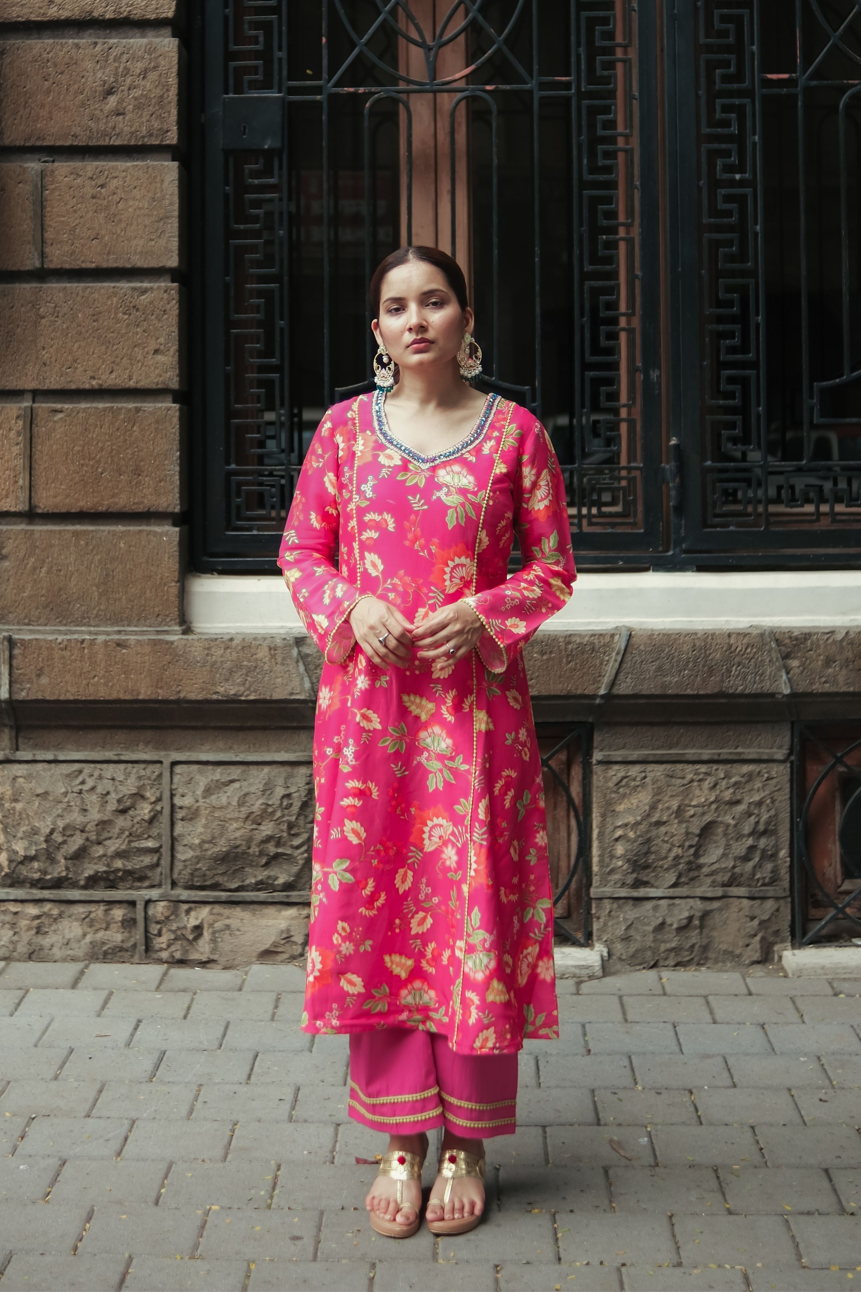 Pink Rose Kurta Set