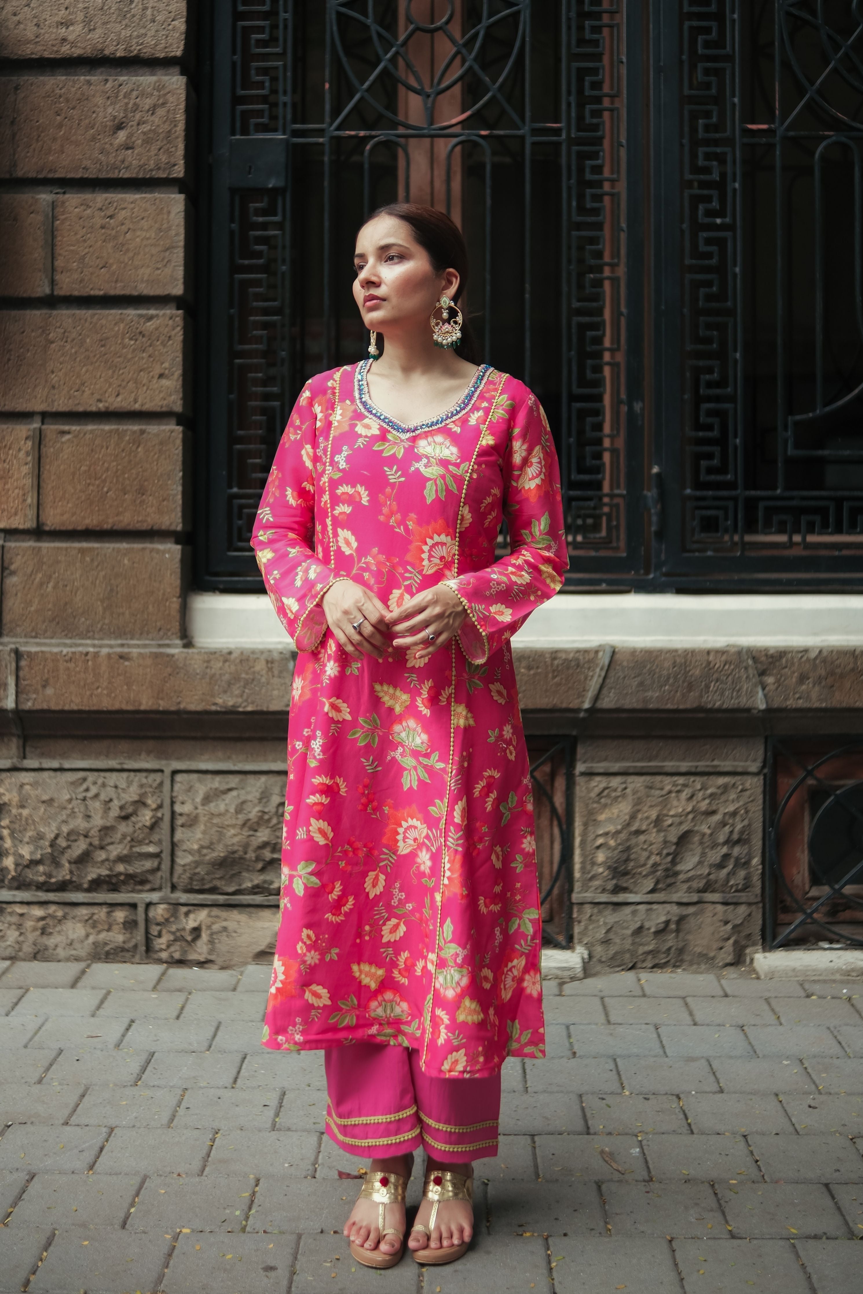 Pink Rose Kurta Set