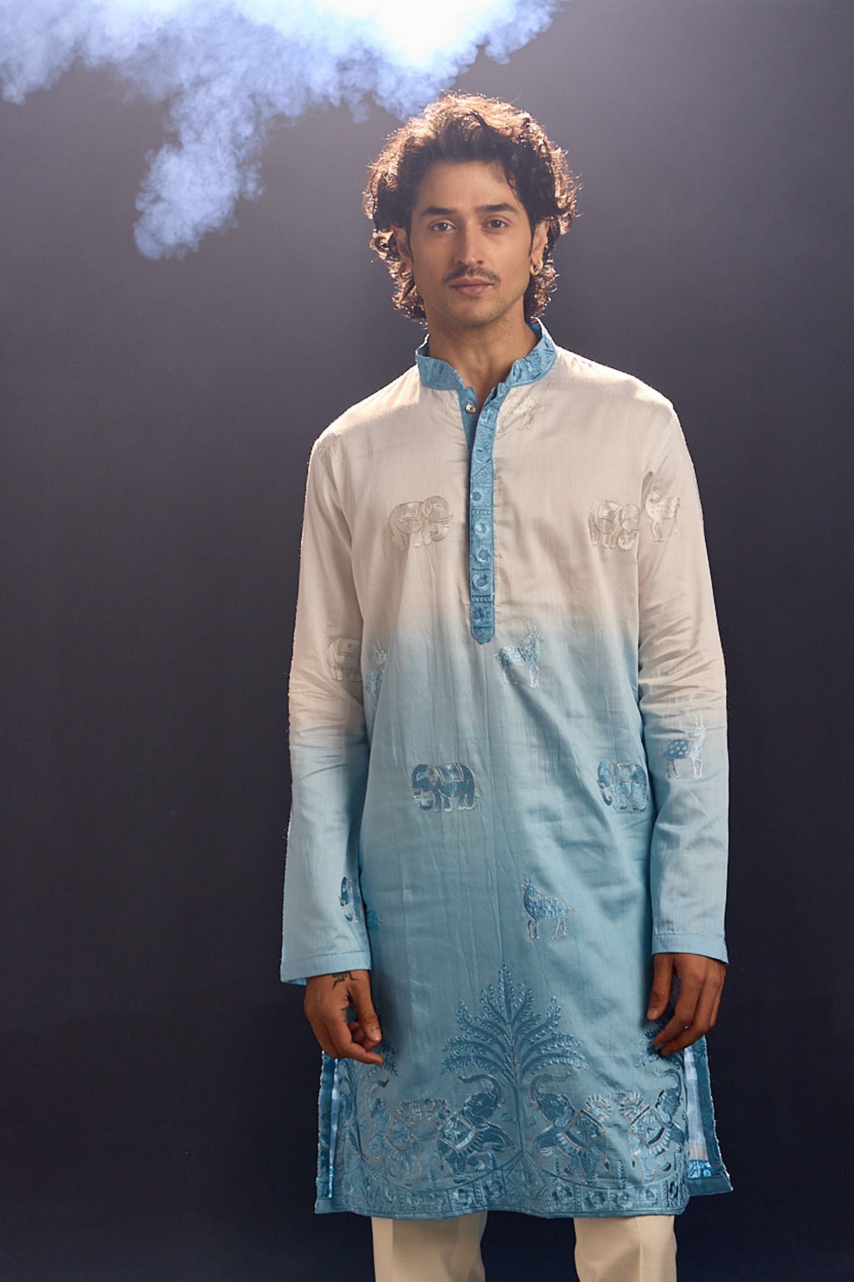 Powder Blue Ombre Kurta Set