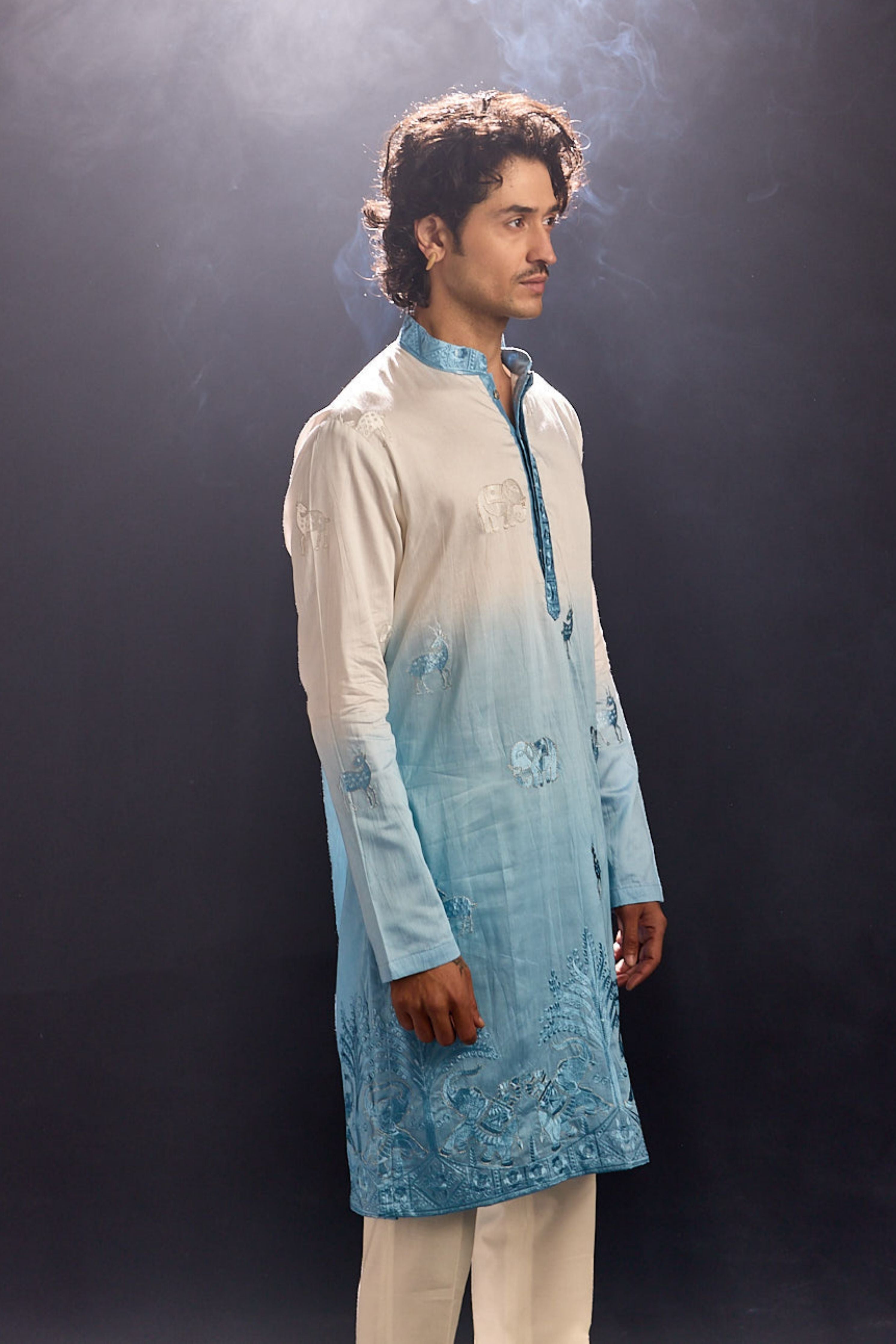Powder Blue Ombre Kurta Set