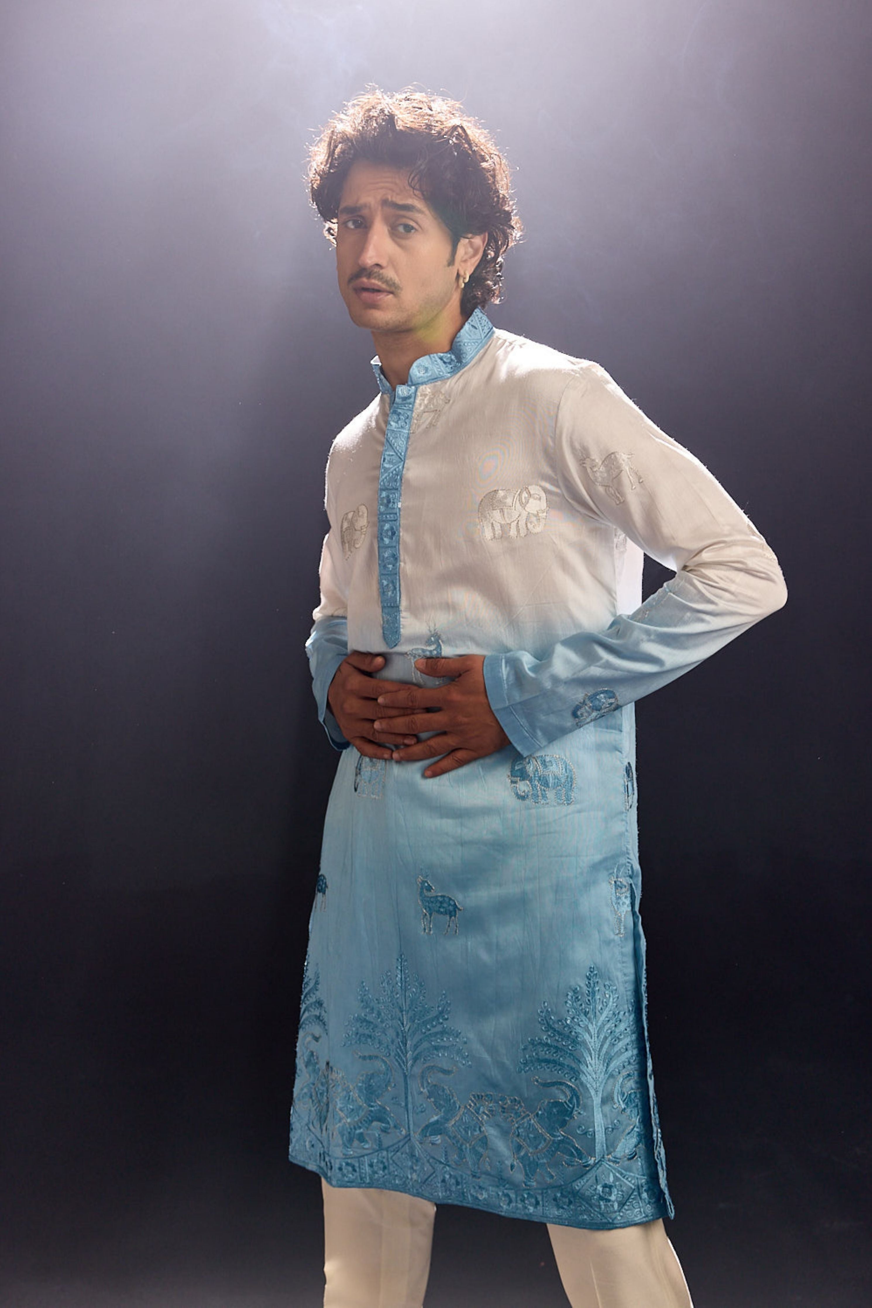 Powder Blue Ombre Kurta Set