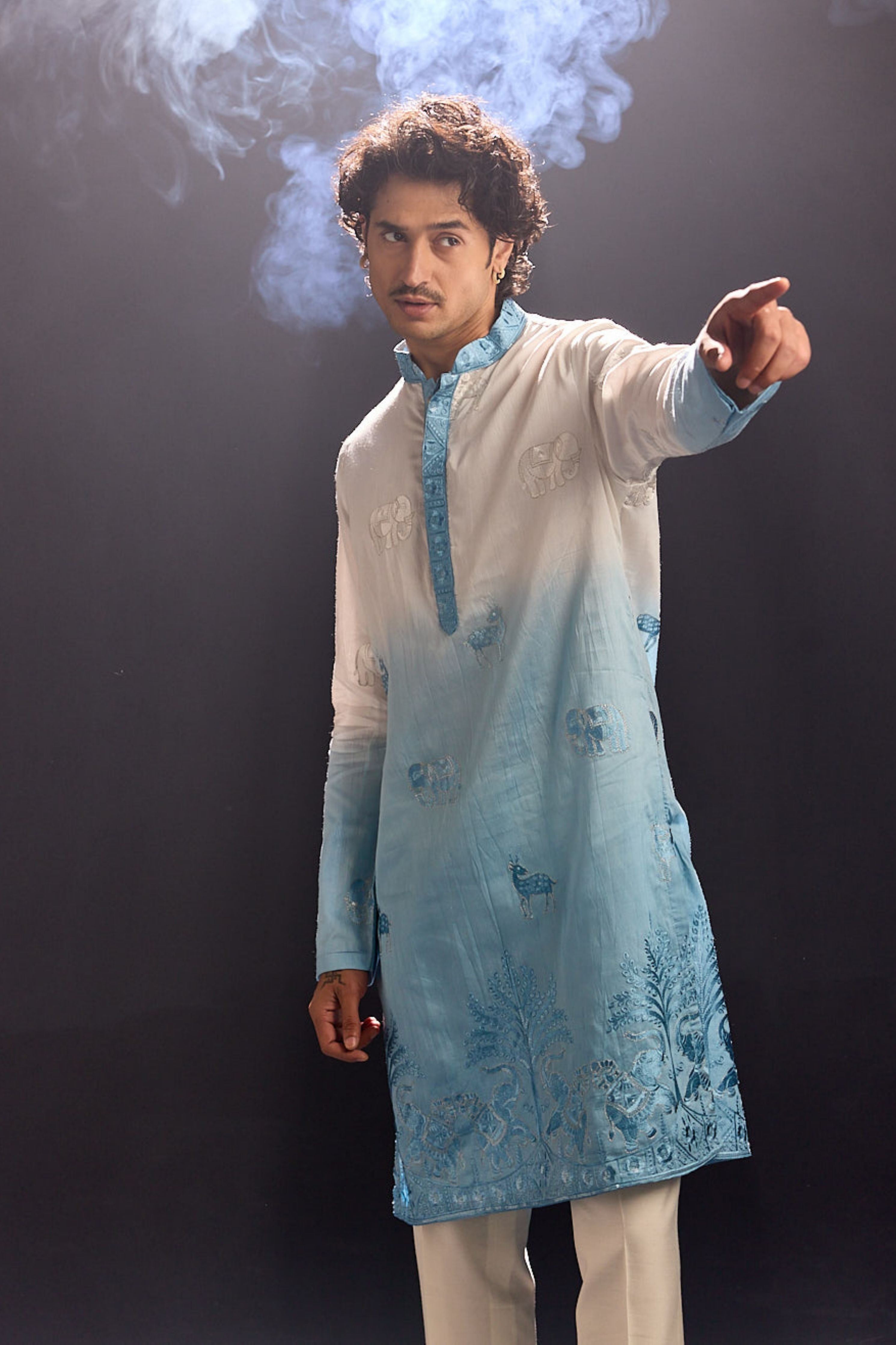 Powder Blue Ombre Kurta Set