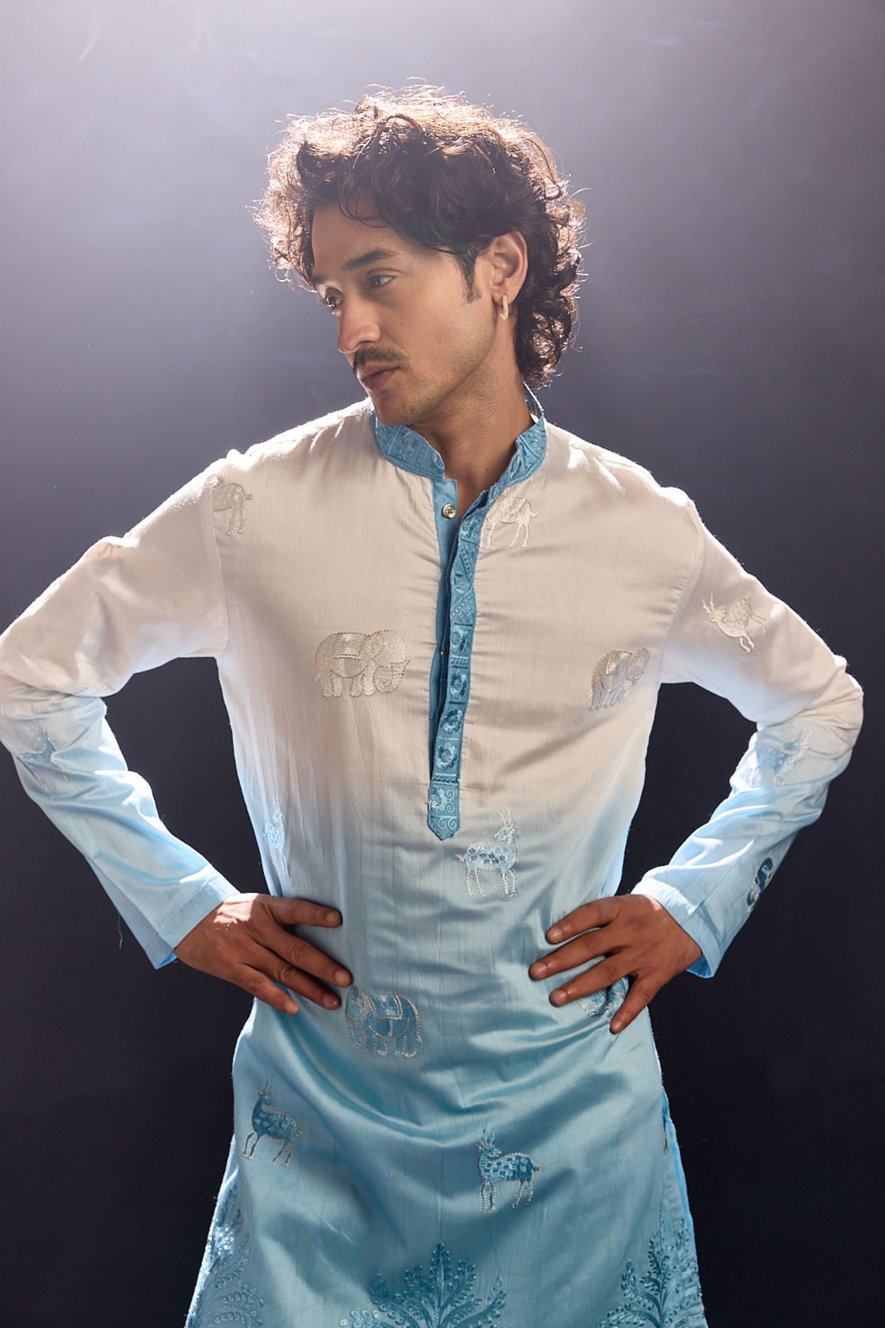 Powder Blue Ombre Kurta Set