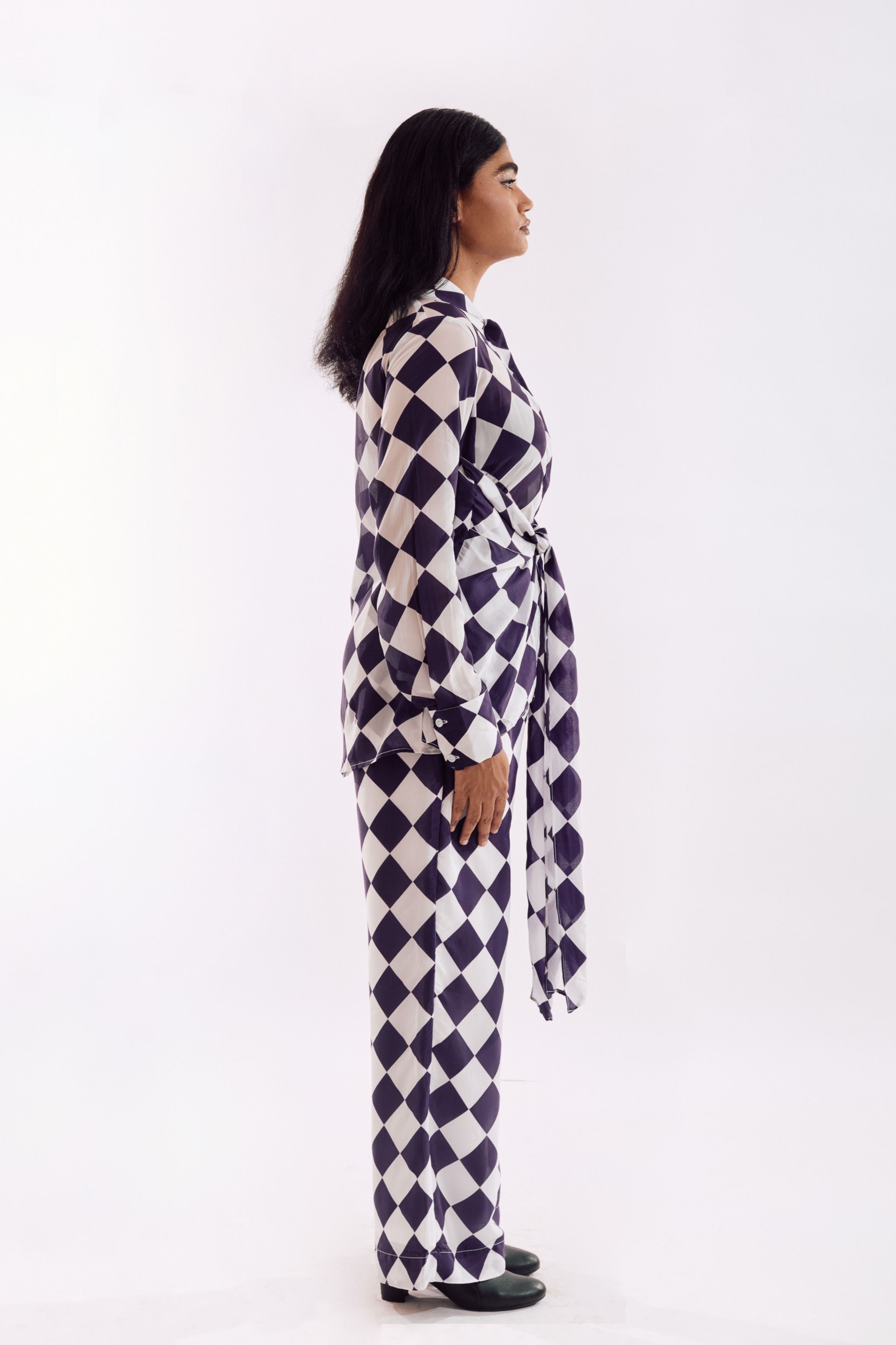 Purple Checks Front Tie Co-Ord set