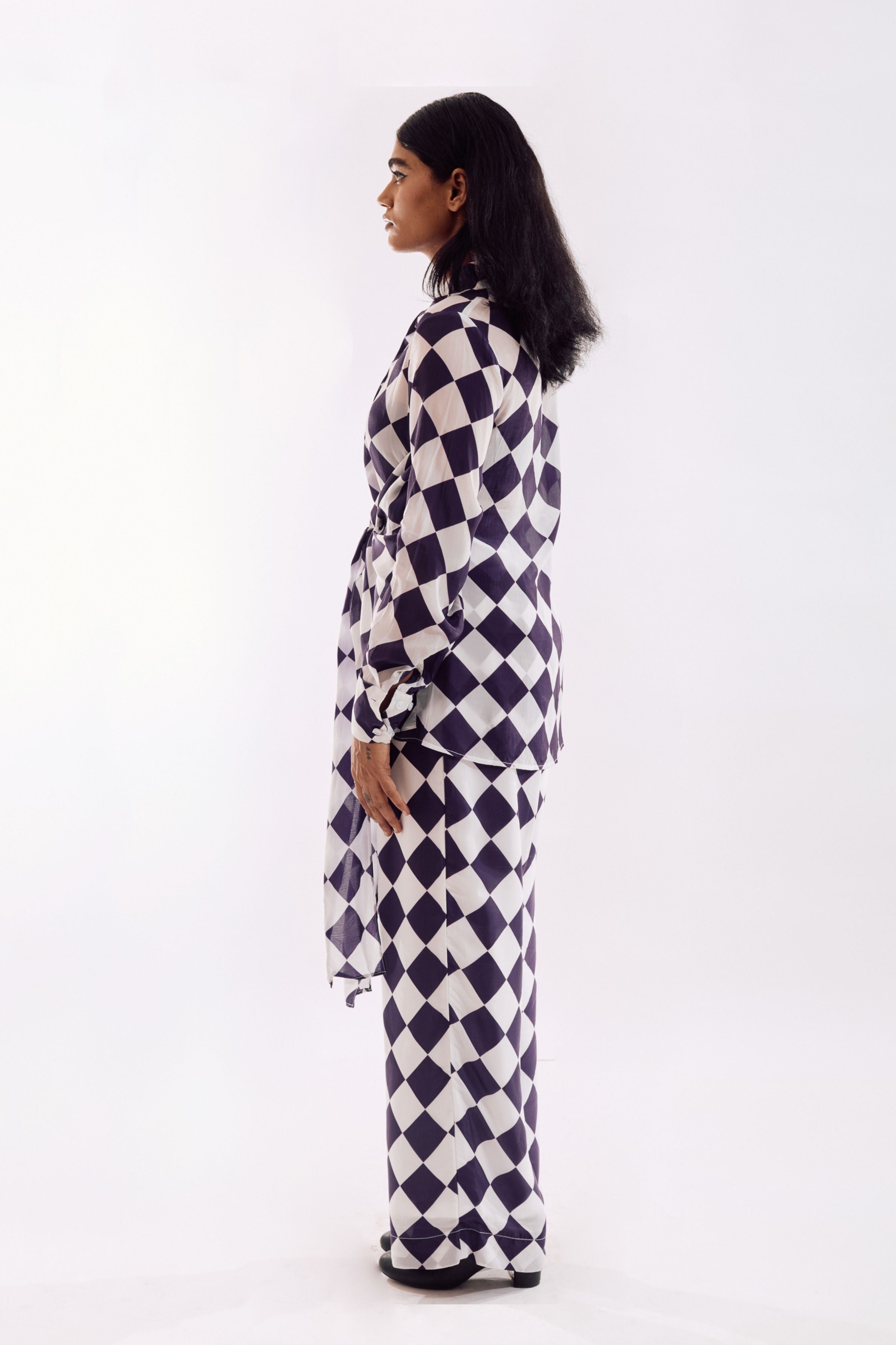 Purple Checks Front Tie Co-Ord set