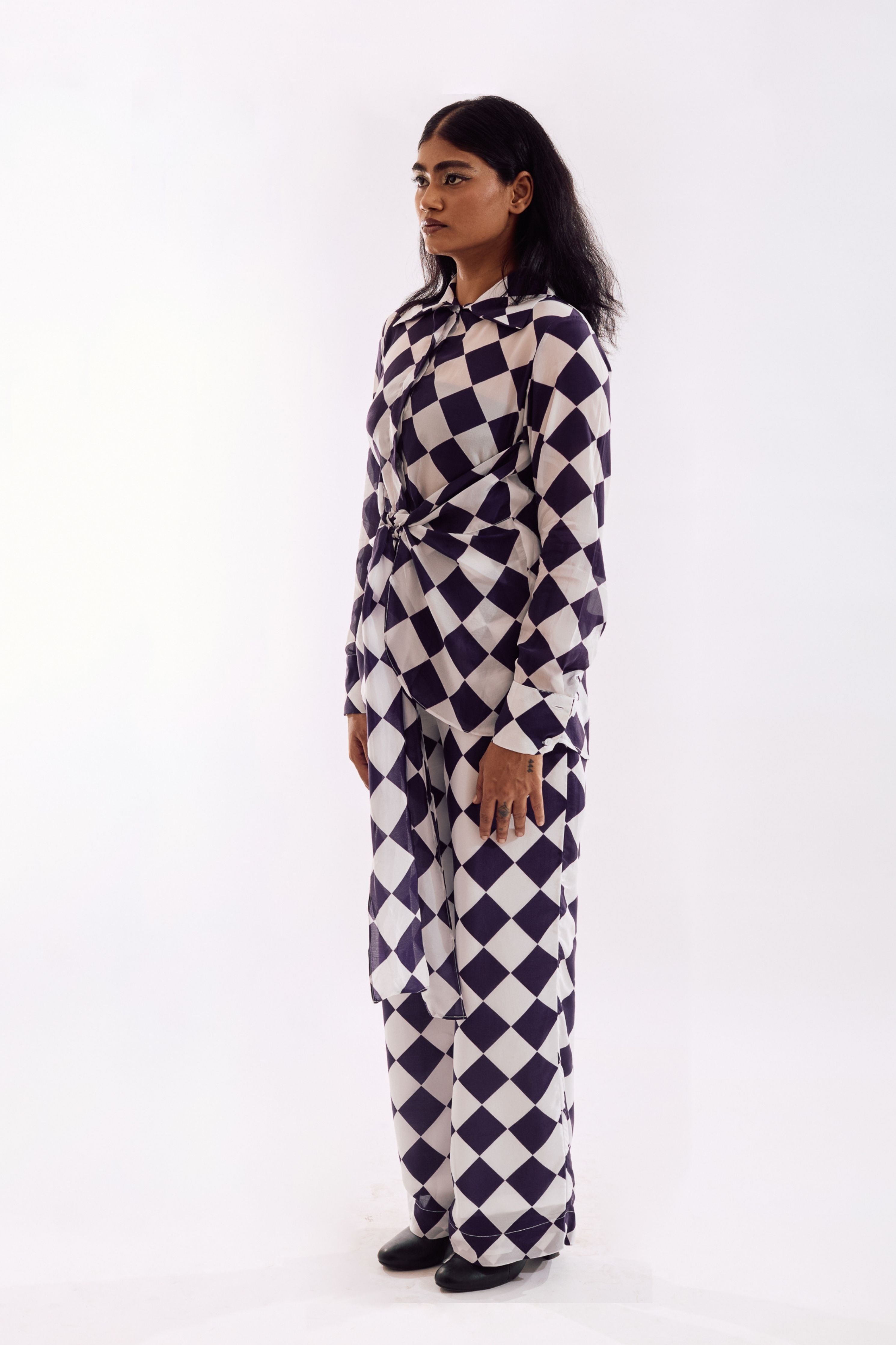 Purple Checks Front Tie Co-Ord set
