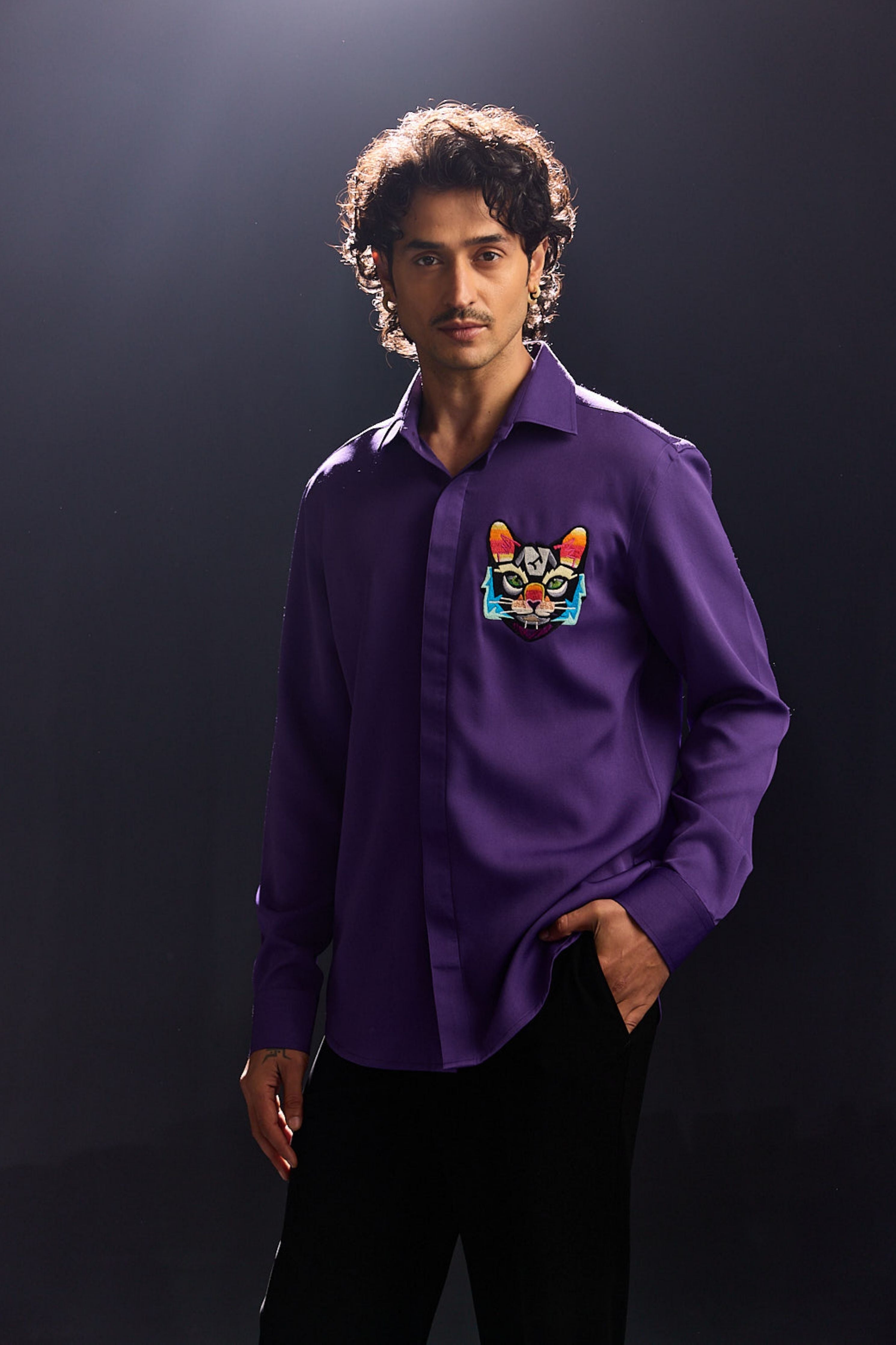 Purple Embroidery Shirt