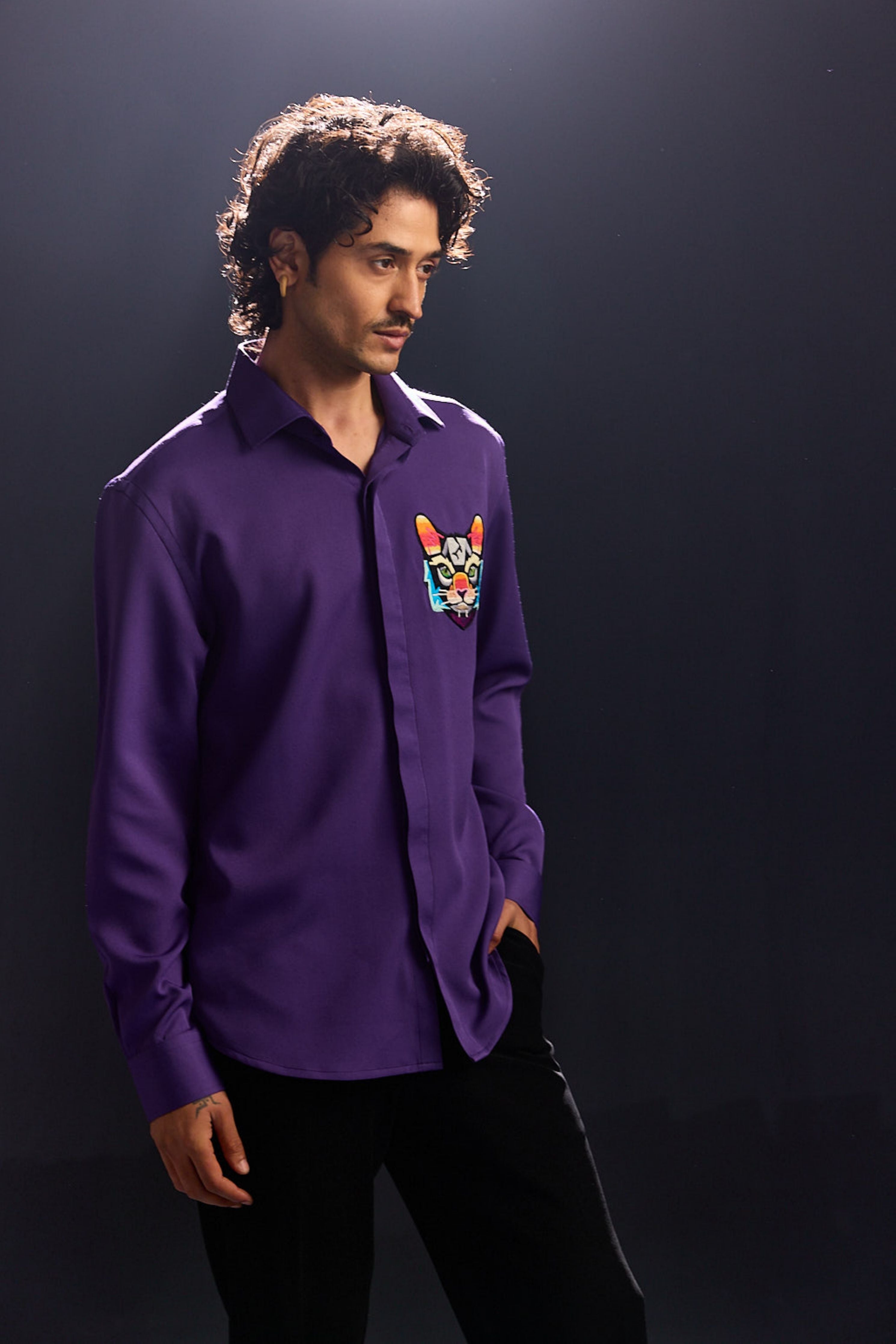Purple Embroidery Shirt
