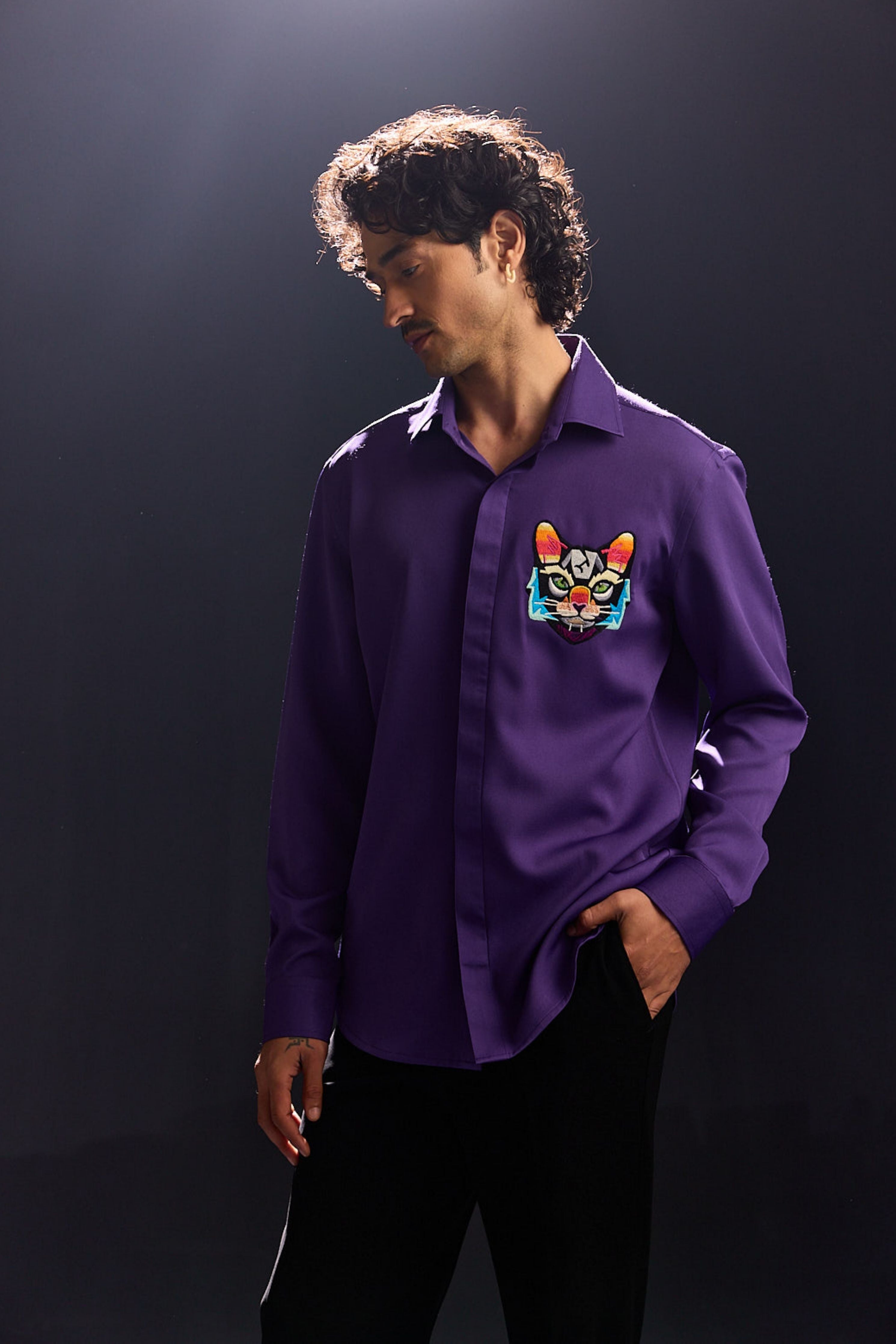 Purple Embroidery Shirt