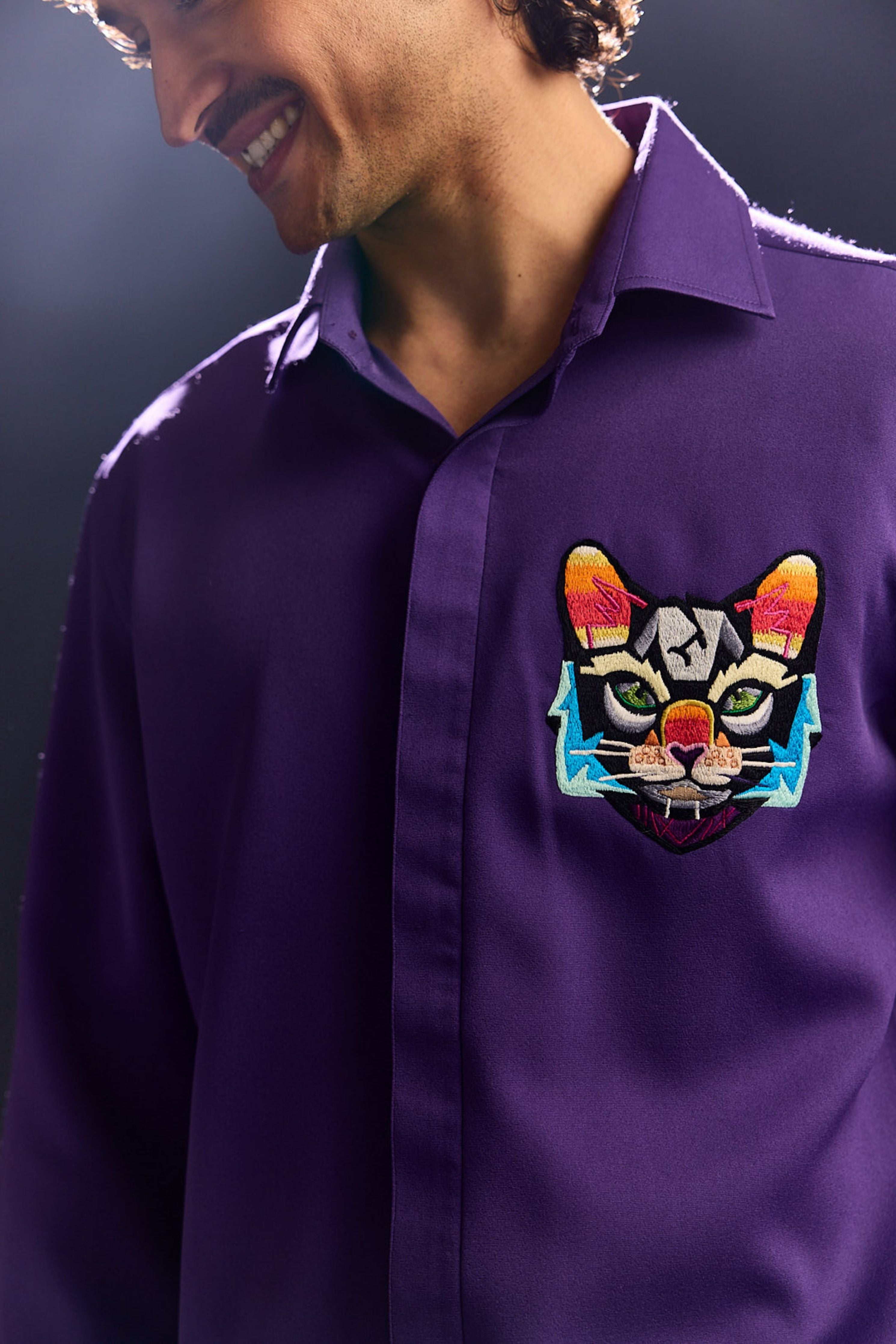 Purple Embroidery Shirt