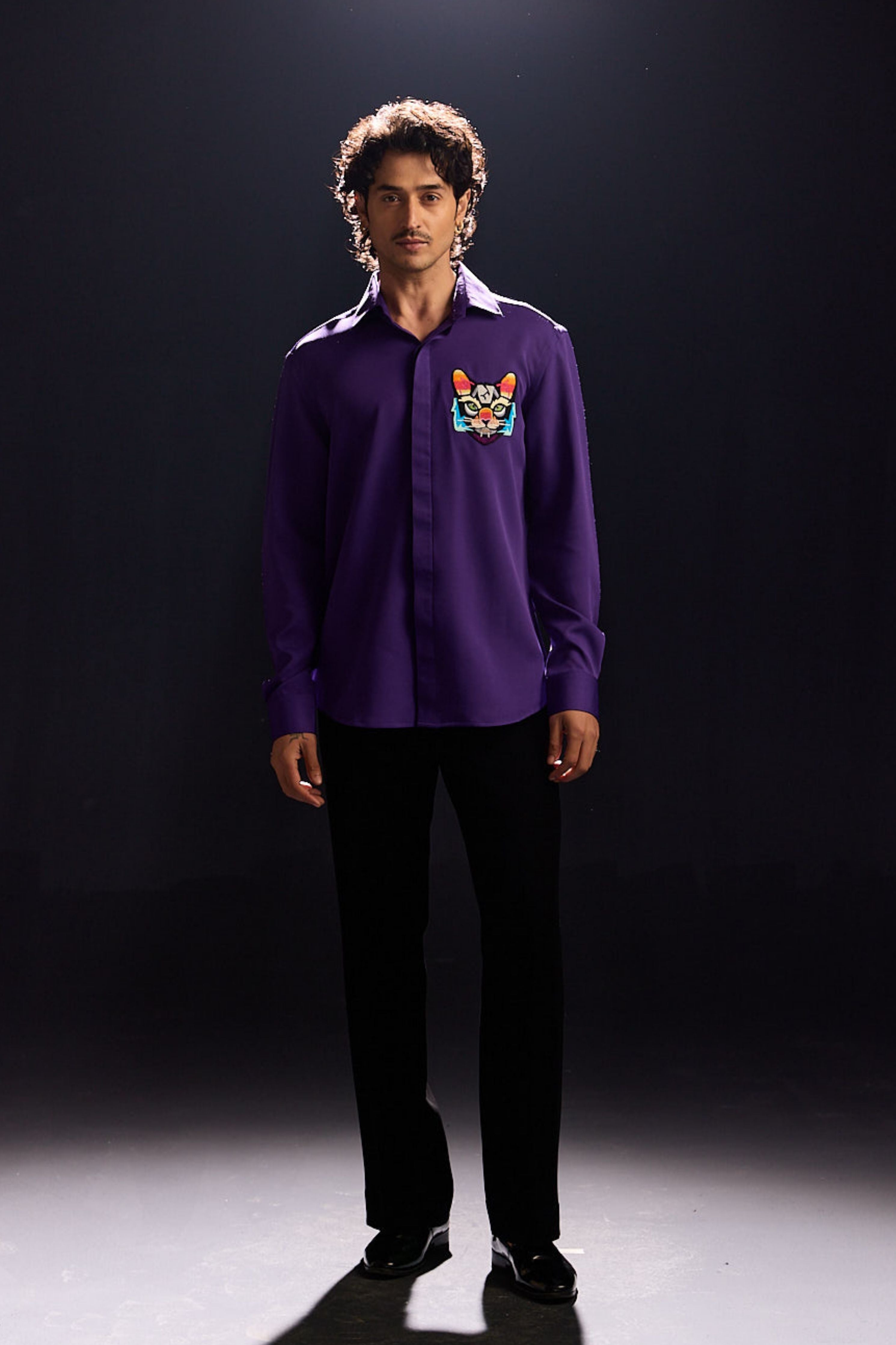 Purple Embroidery Shirt