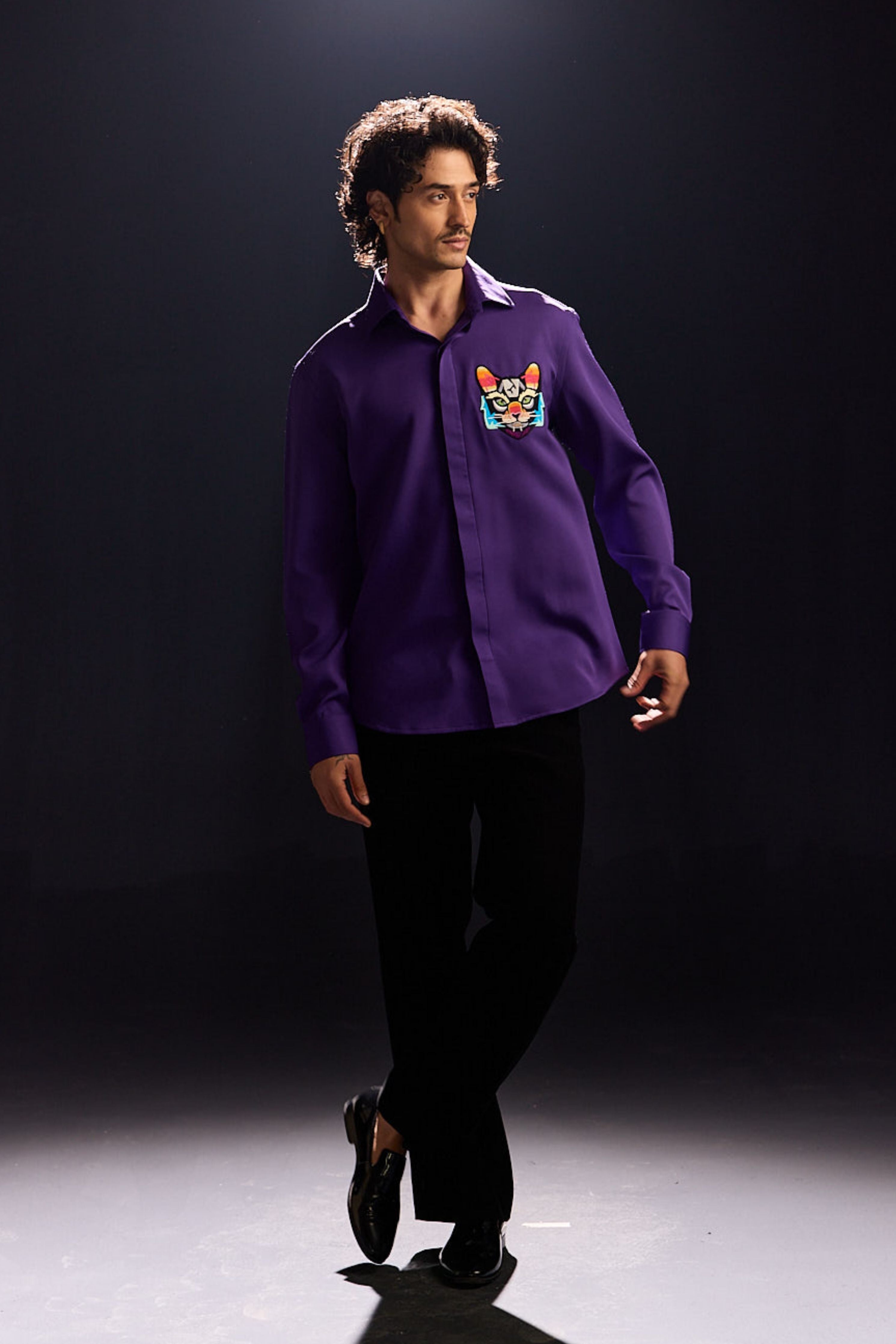 Purple Embroidery Shirt