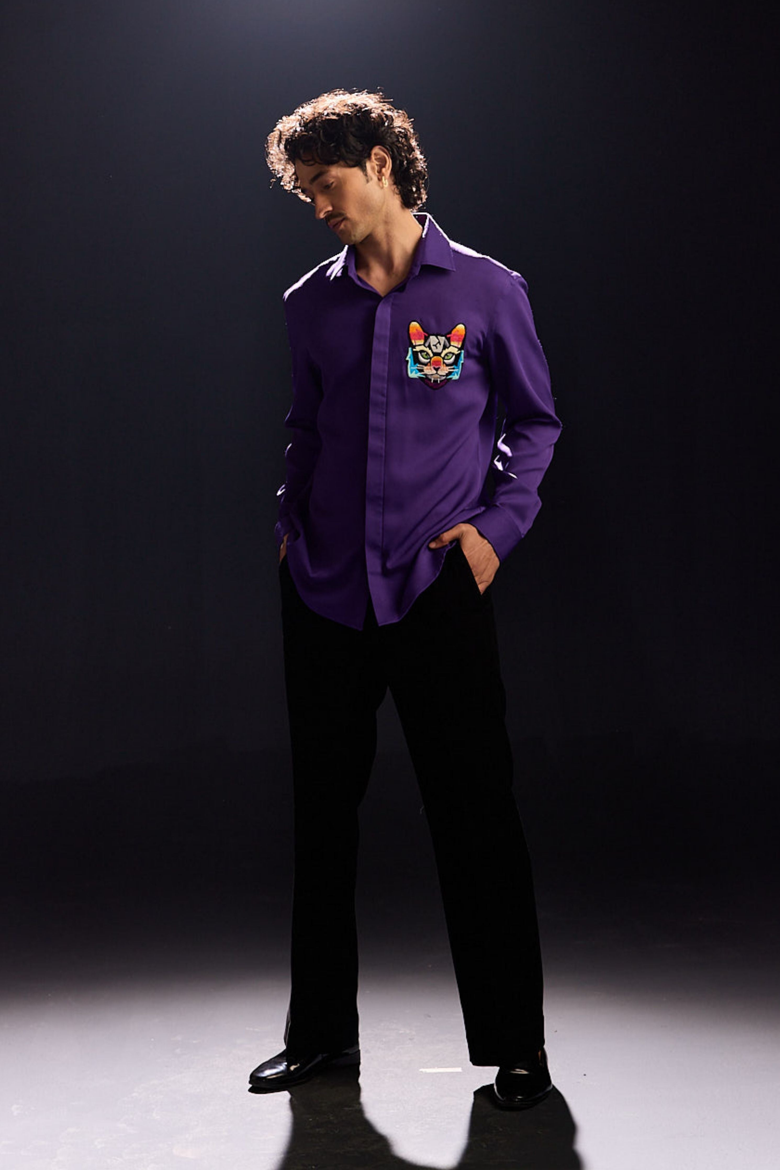 Purple Embroidery Shirt