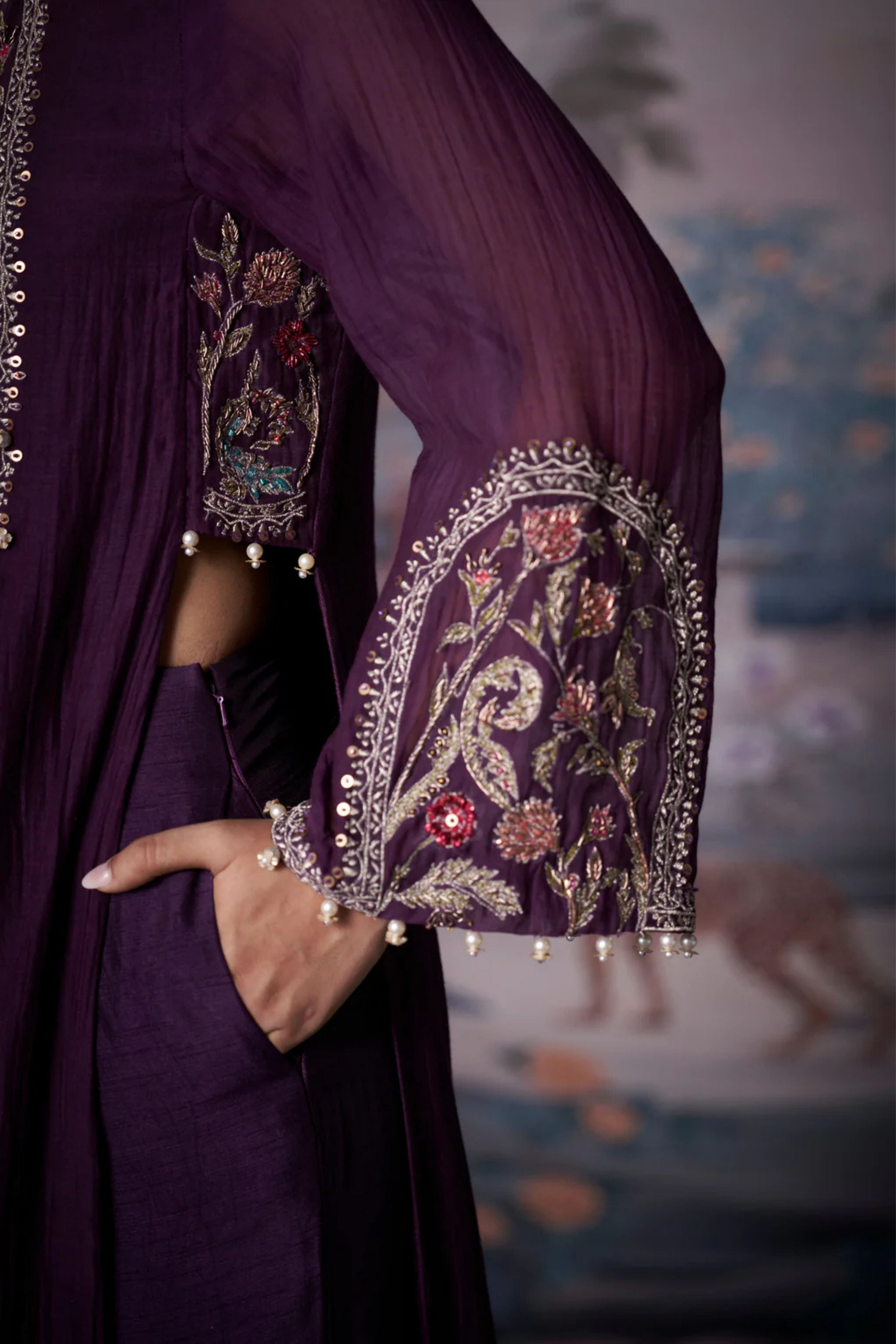 Parsi Nights Purple Kurta Set