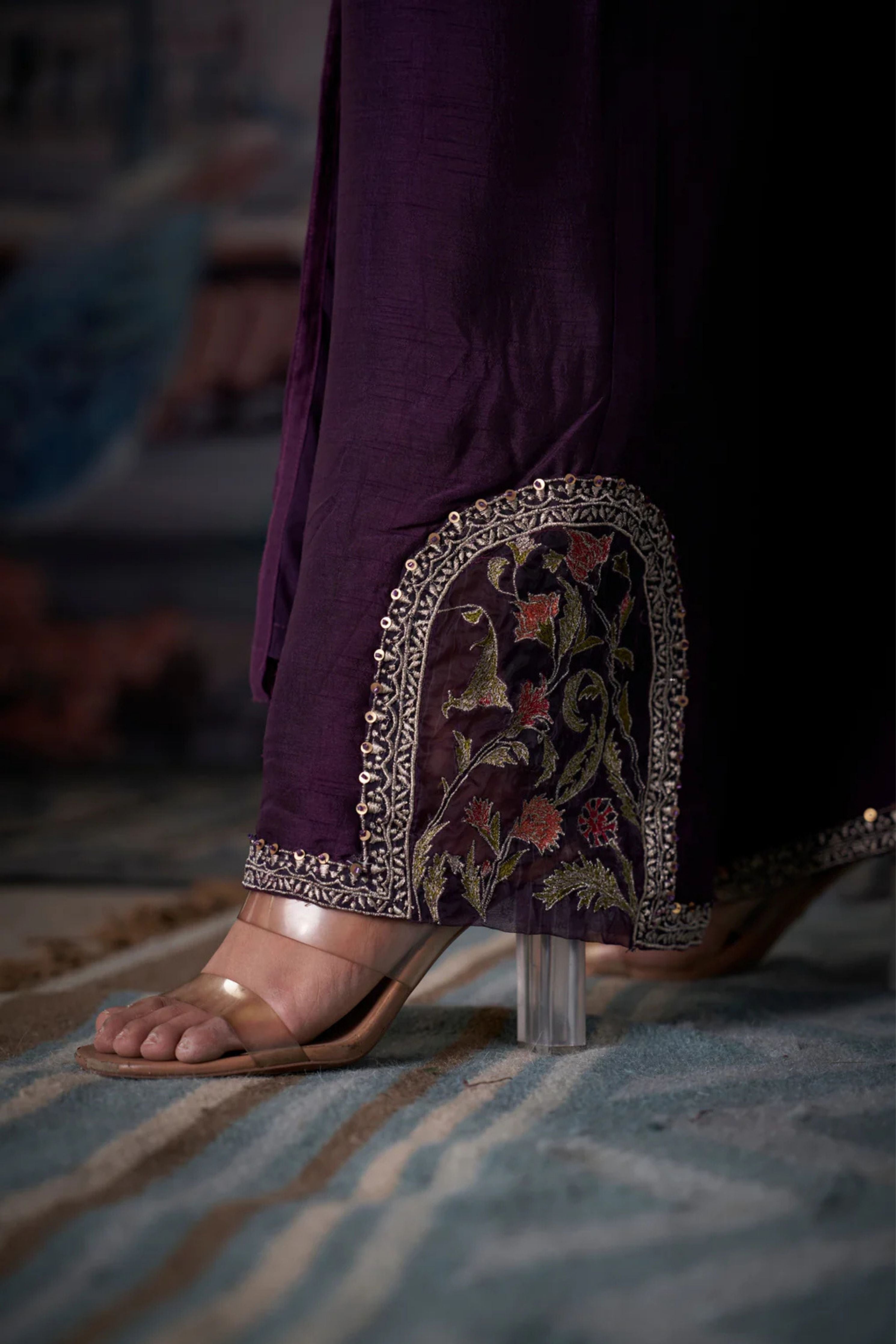 Parsi Nights Purple Kurta Set