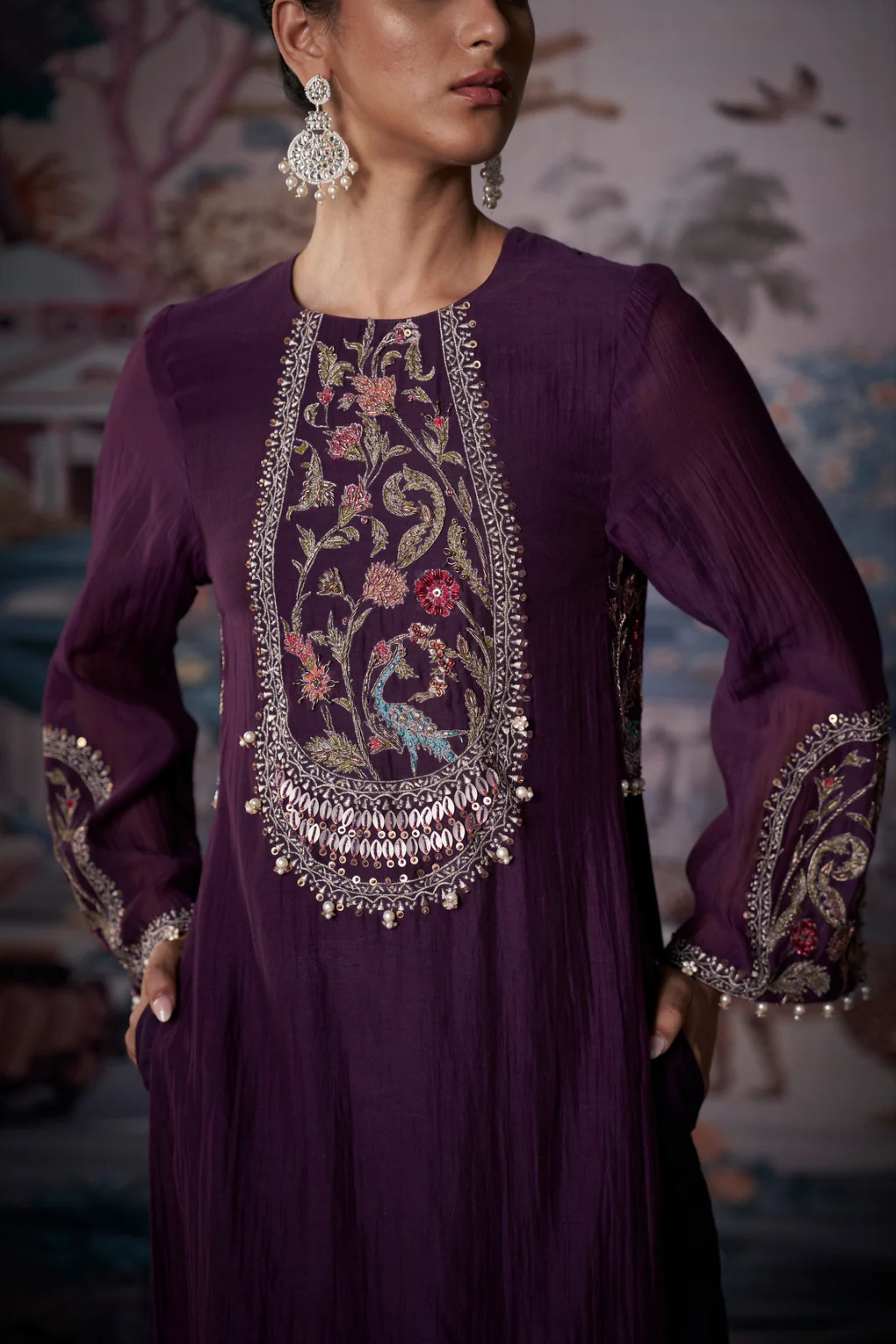 Parsi Nights Purple Kurta Set