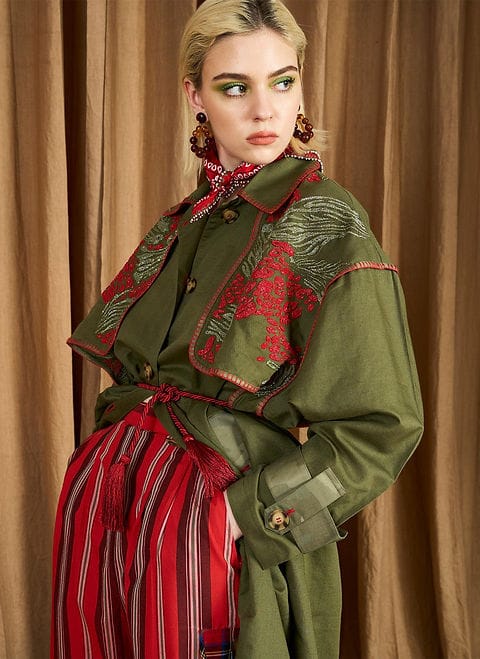 The Safari Trench With Hand Embroidered Details