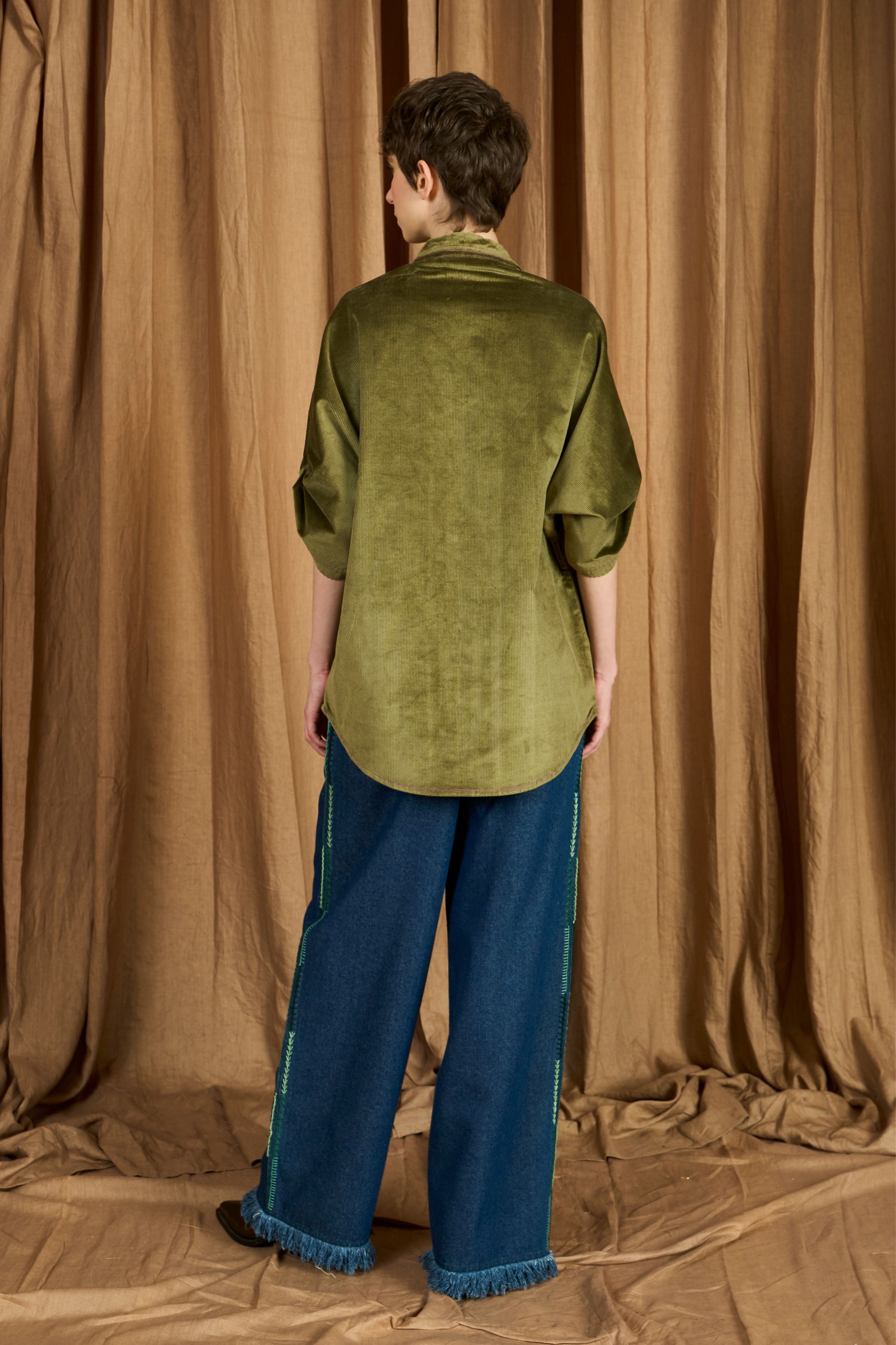 The Drawstring Parka With Hand Woven Raffia Pocket & Leather Details