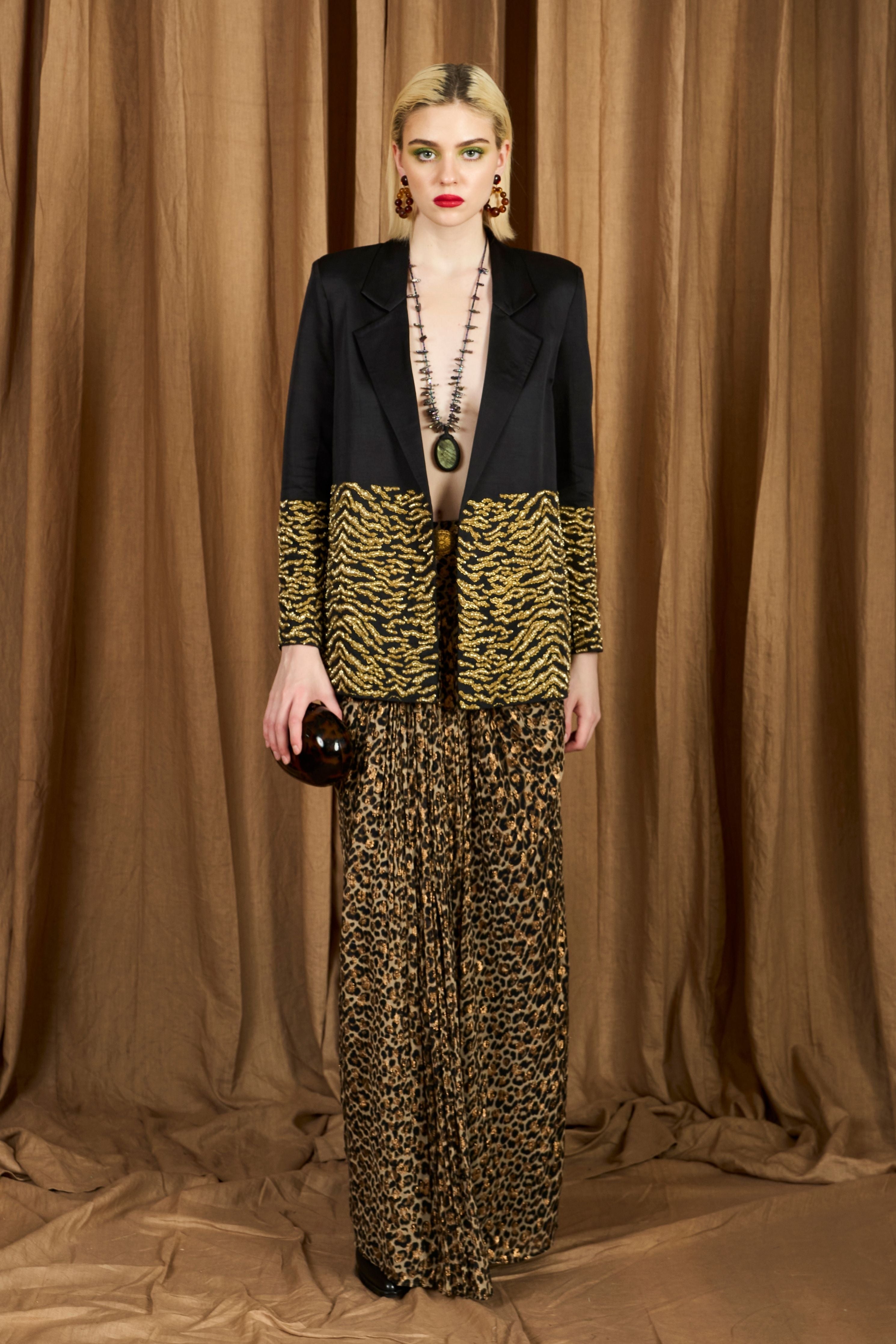 The Leopard Draped Long Skirt