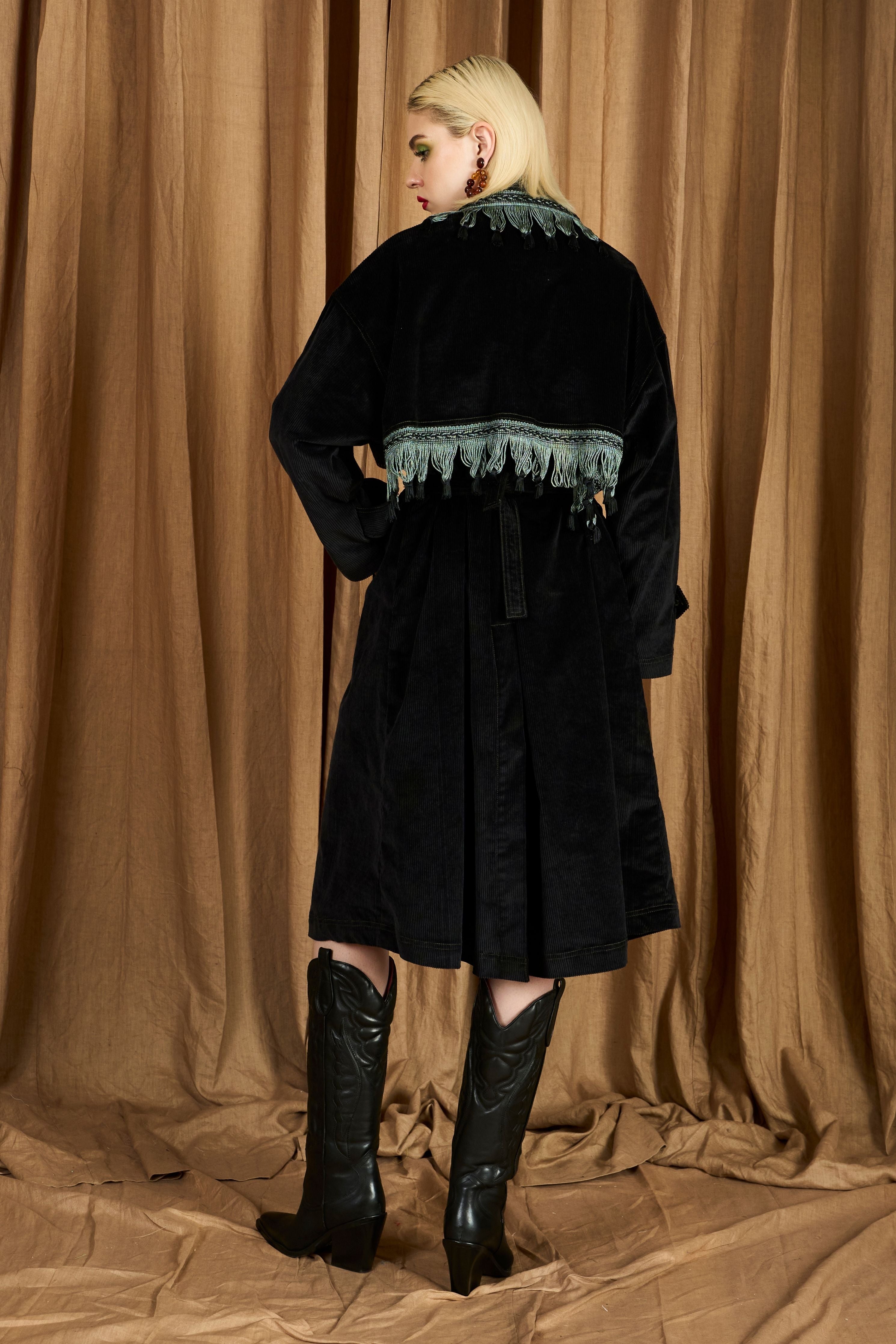 The Midnight Trench W Hand Made Lace Detail