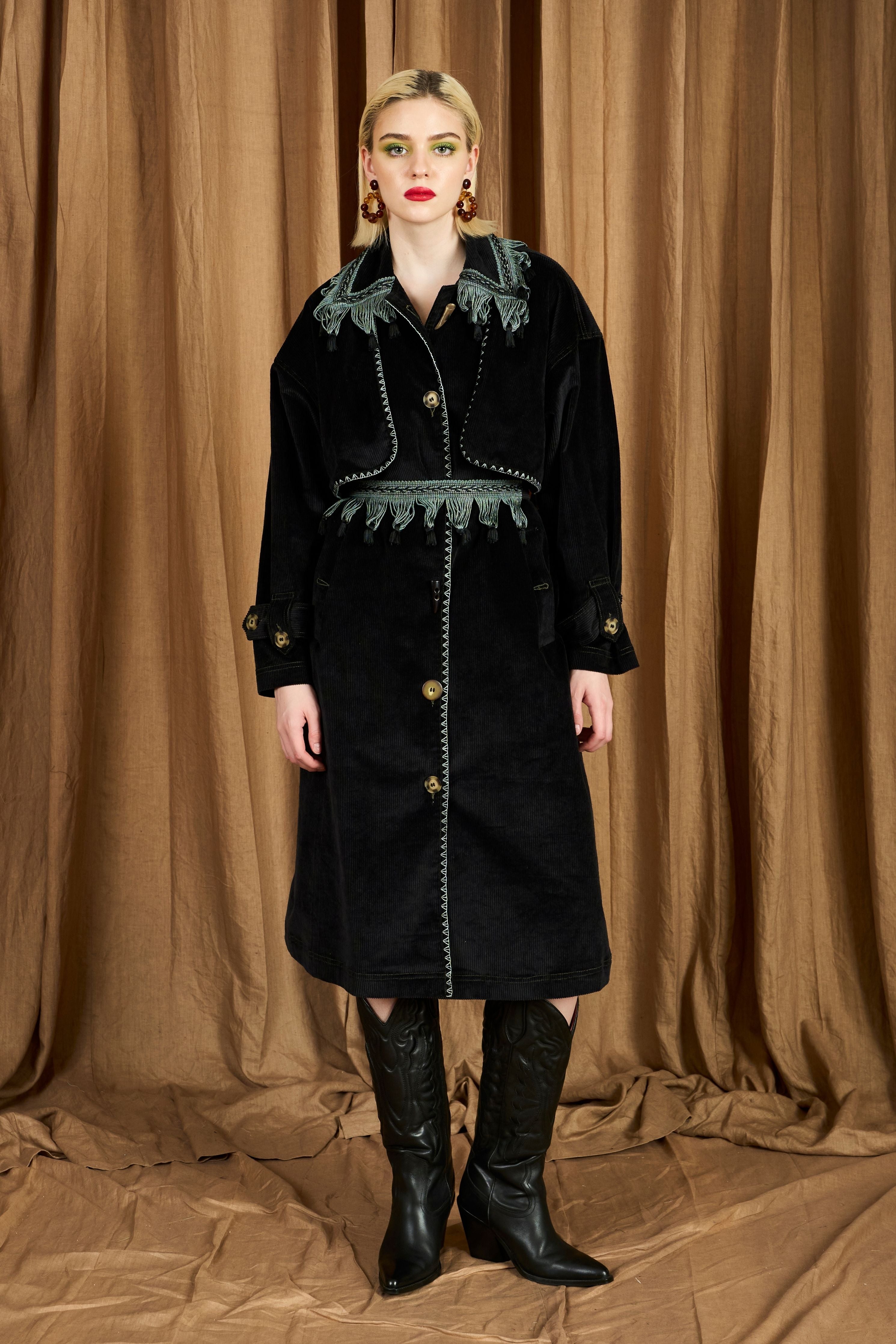 The Midnight Trench W Hand Made Lace Detail