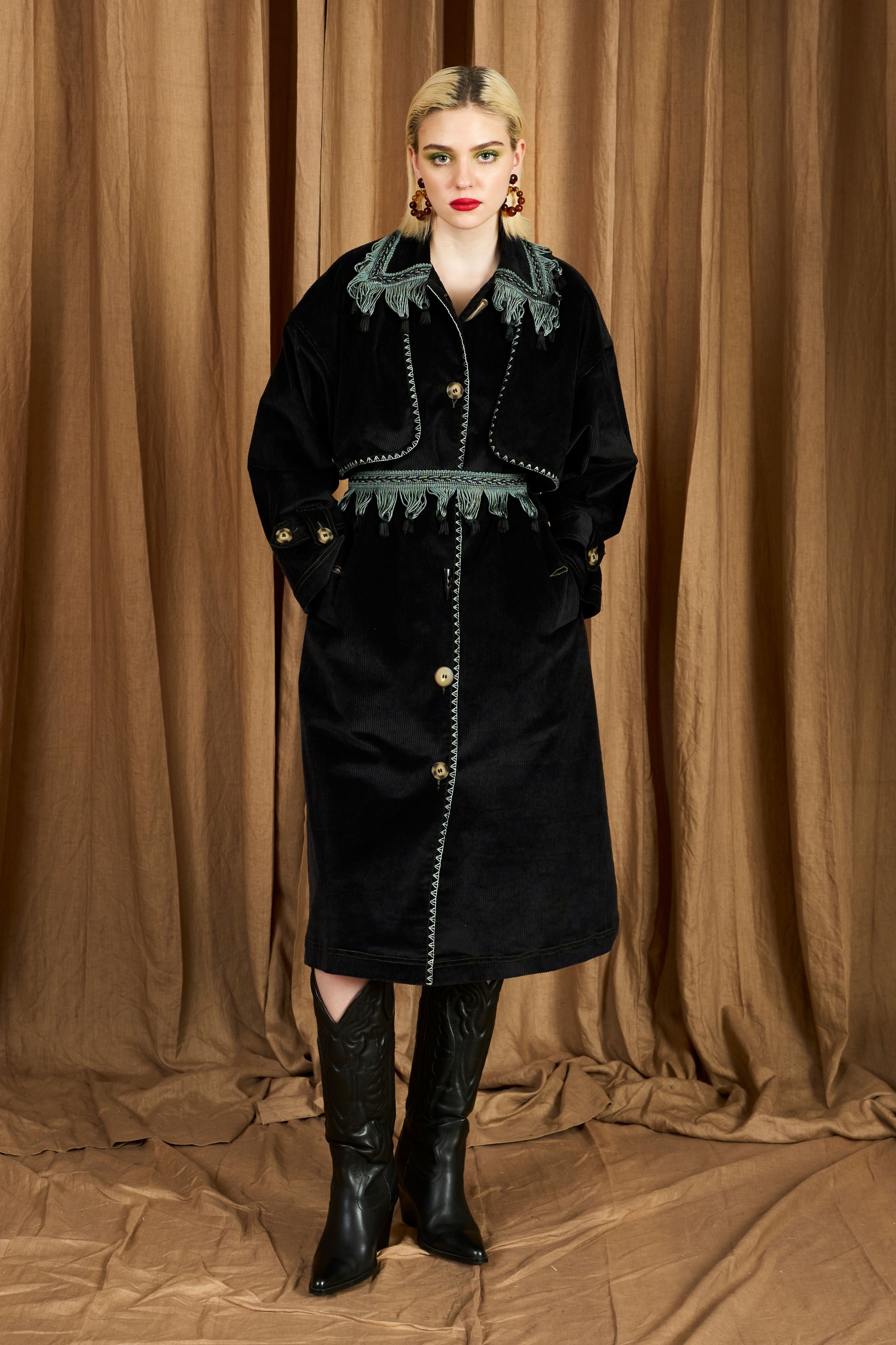 The Midnight Trench W Hand Made Lace Detail