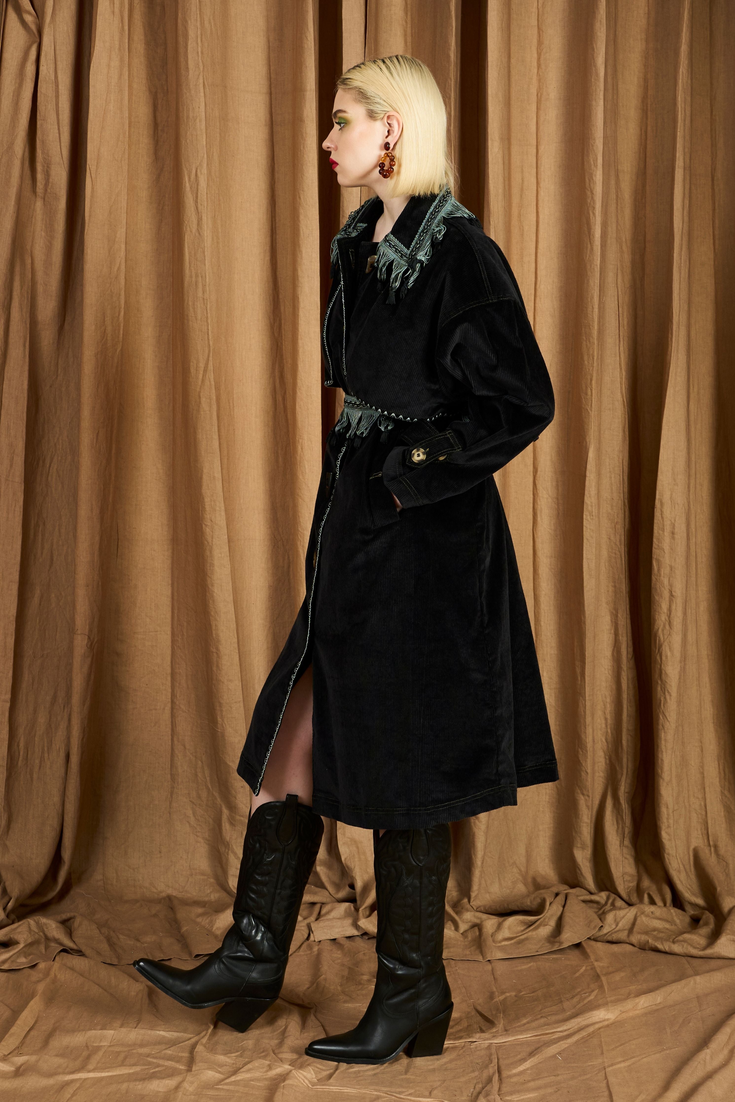 The Midnight Trench W Hand Made Lace Detail