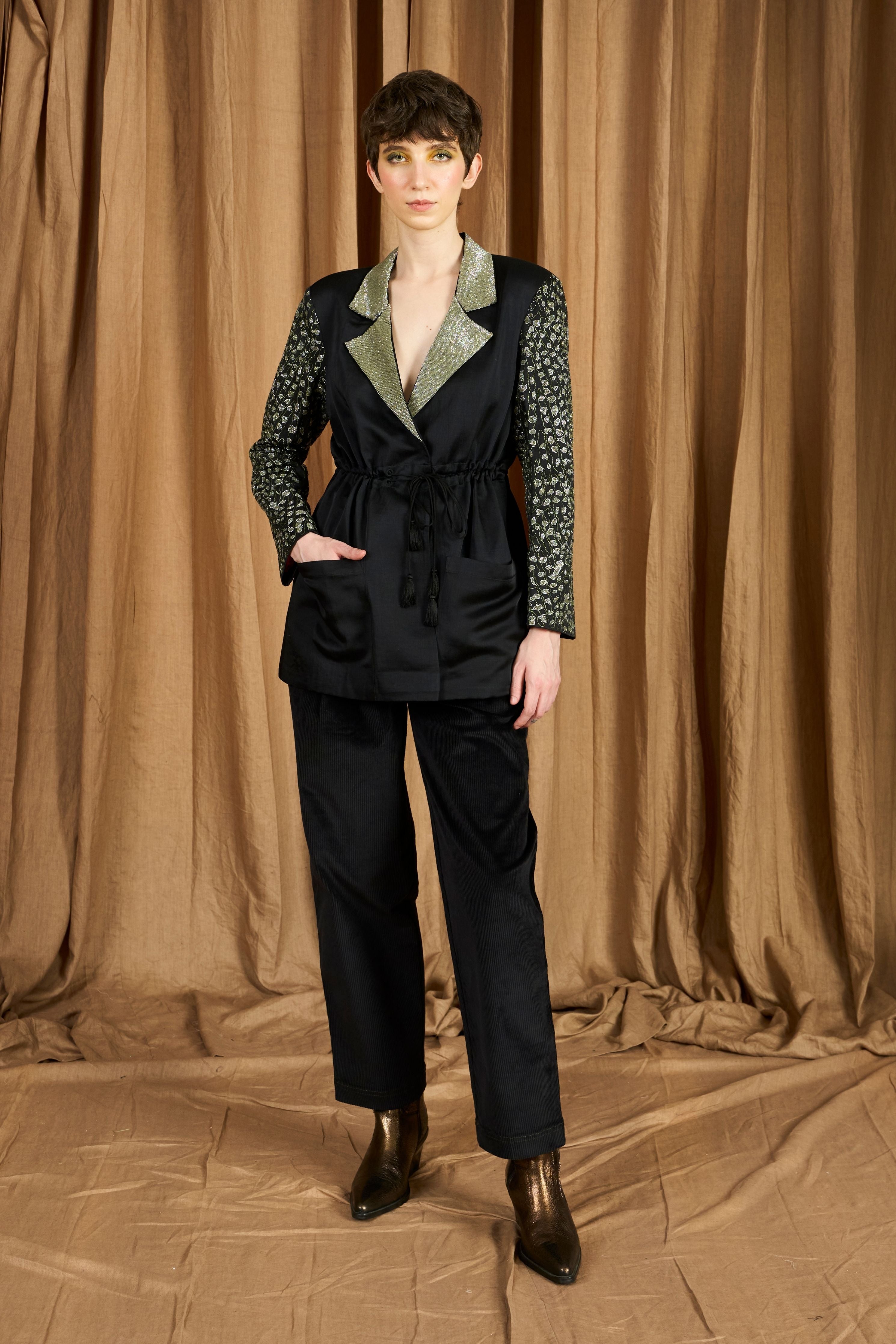 The Wild Branch Hand Embroidered Drawstring Blazer