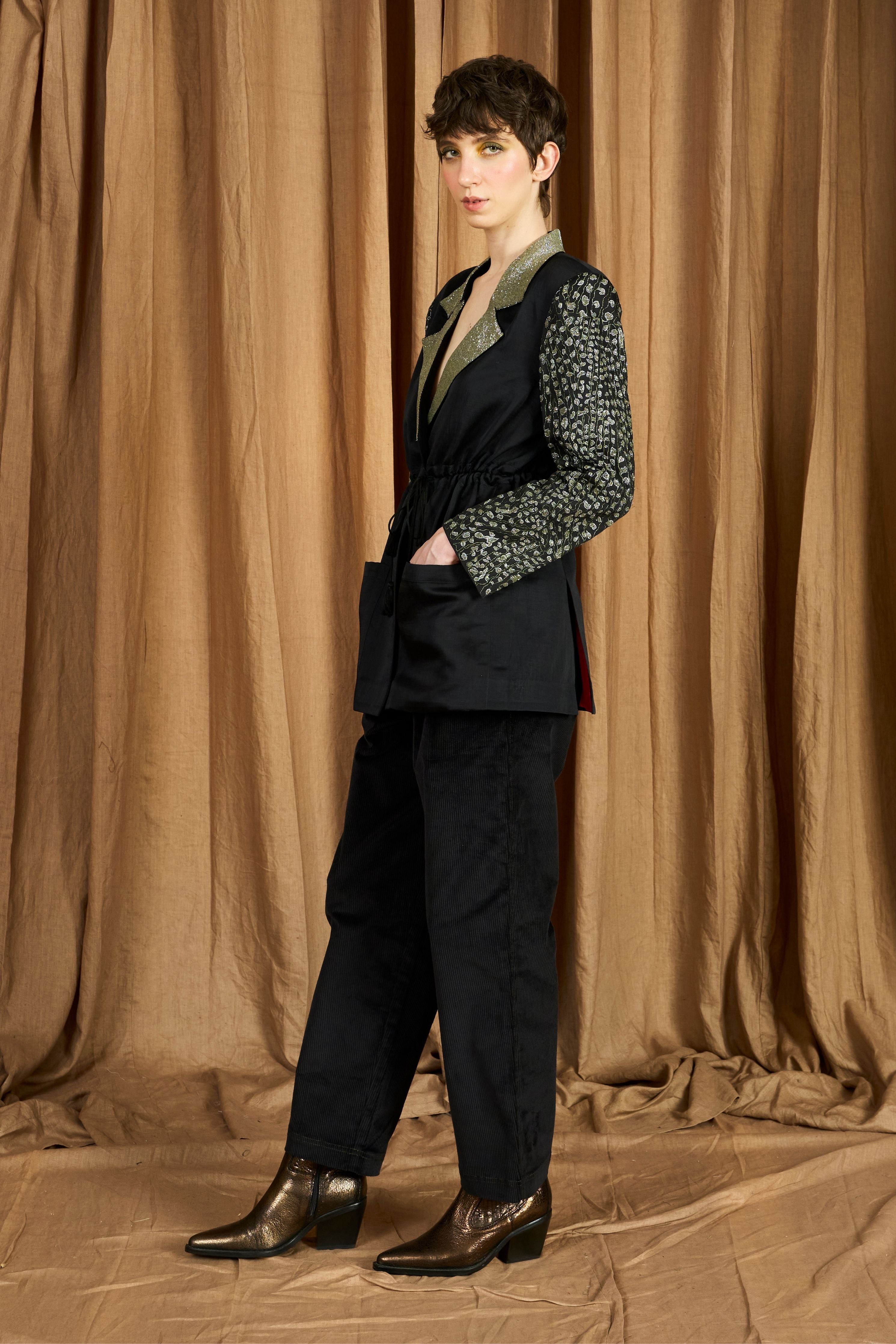 The Wild Branch Hand Embroidered Drawstring Blazer