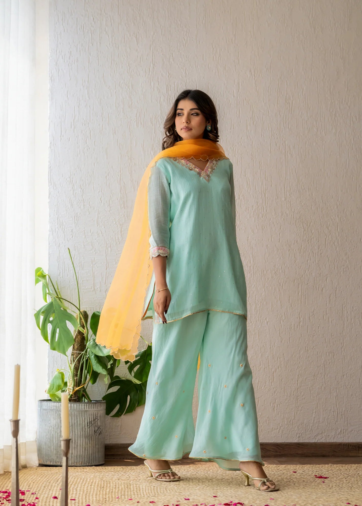Aqua Sharara Set