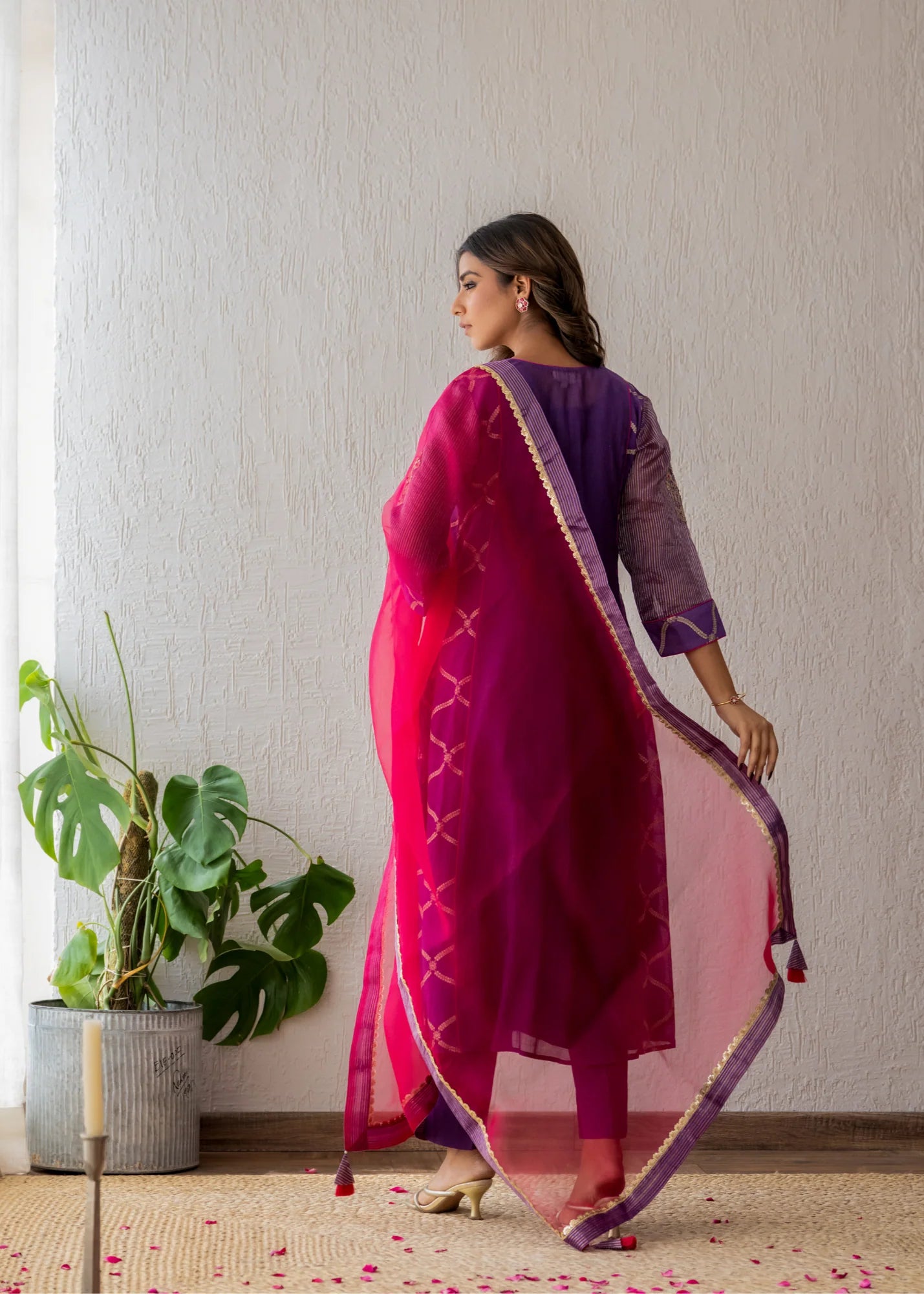 Purple Zari Suit Set