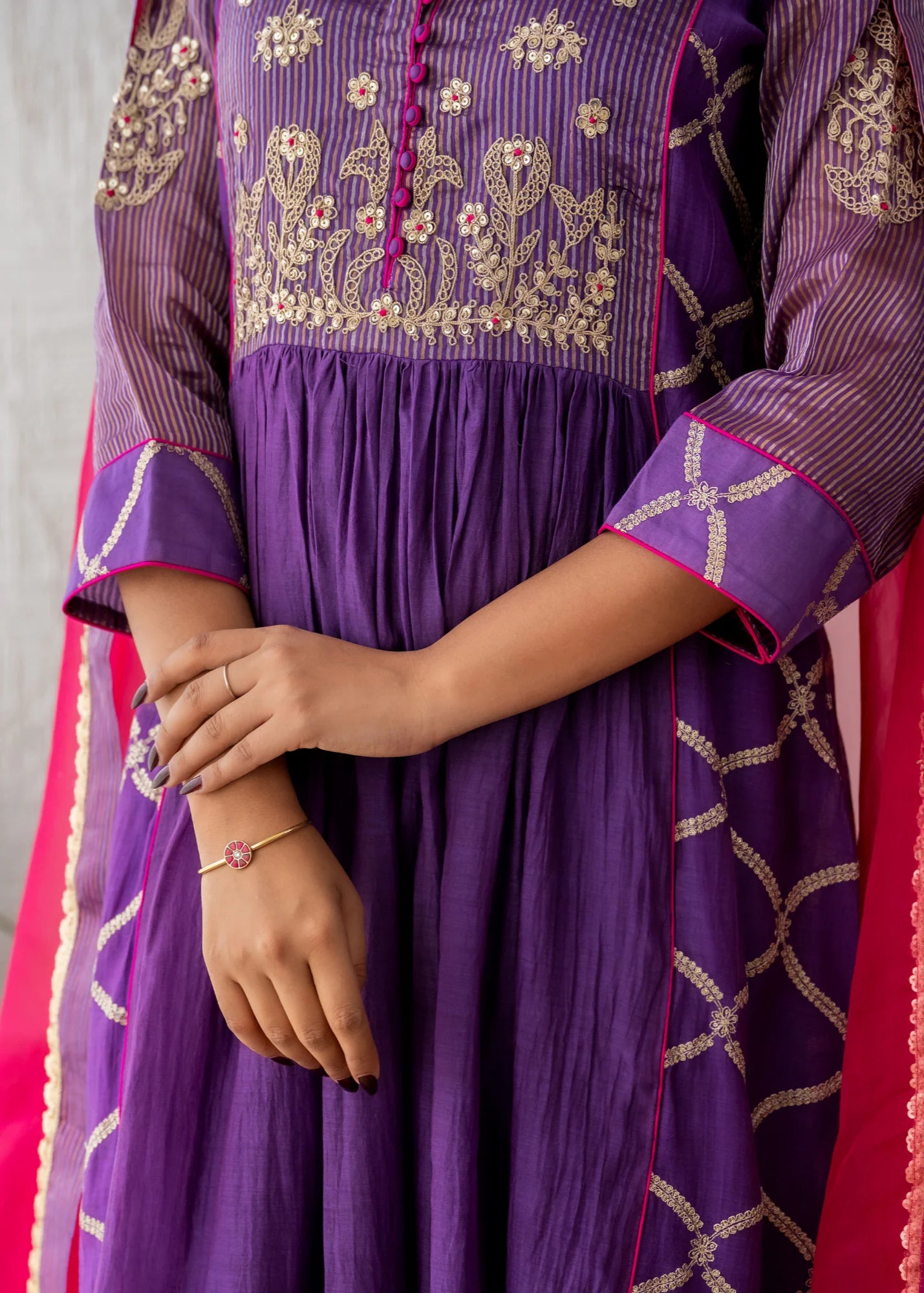 Purple Zari Suit Set