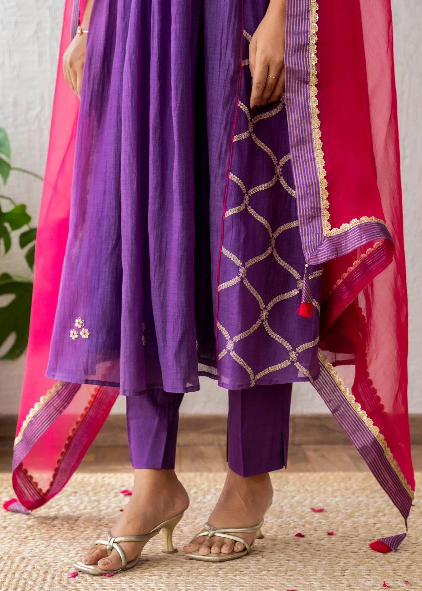 Purple Zari Suit Set