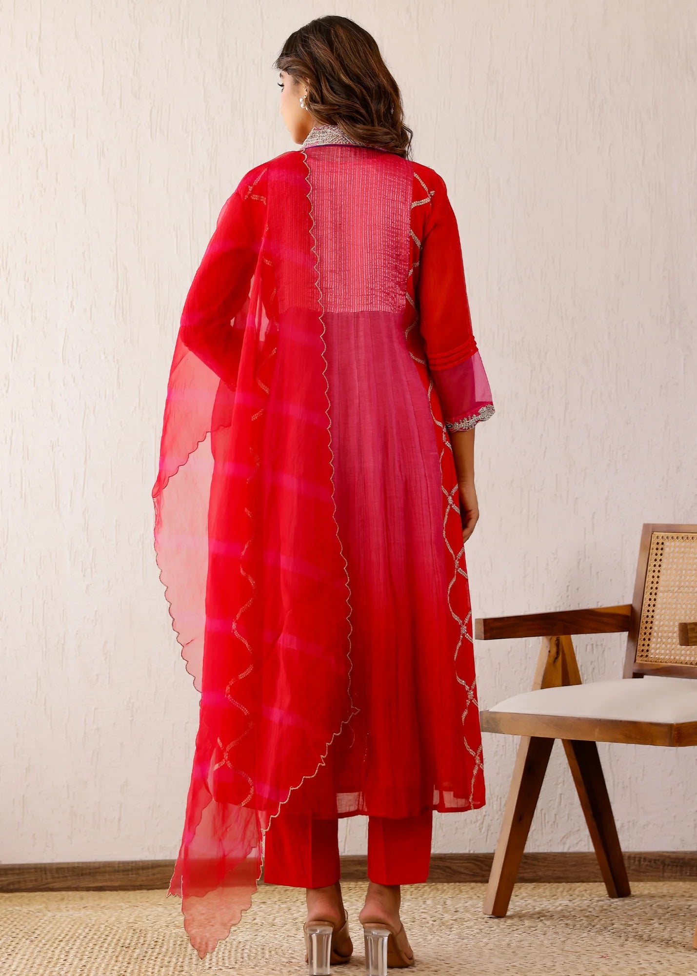 Red Zari Sitaara Anarkali