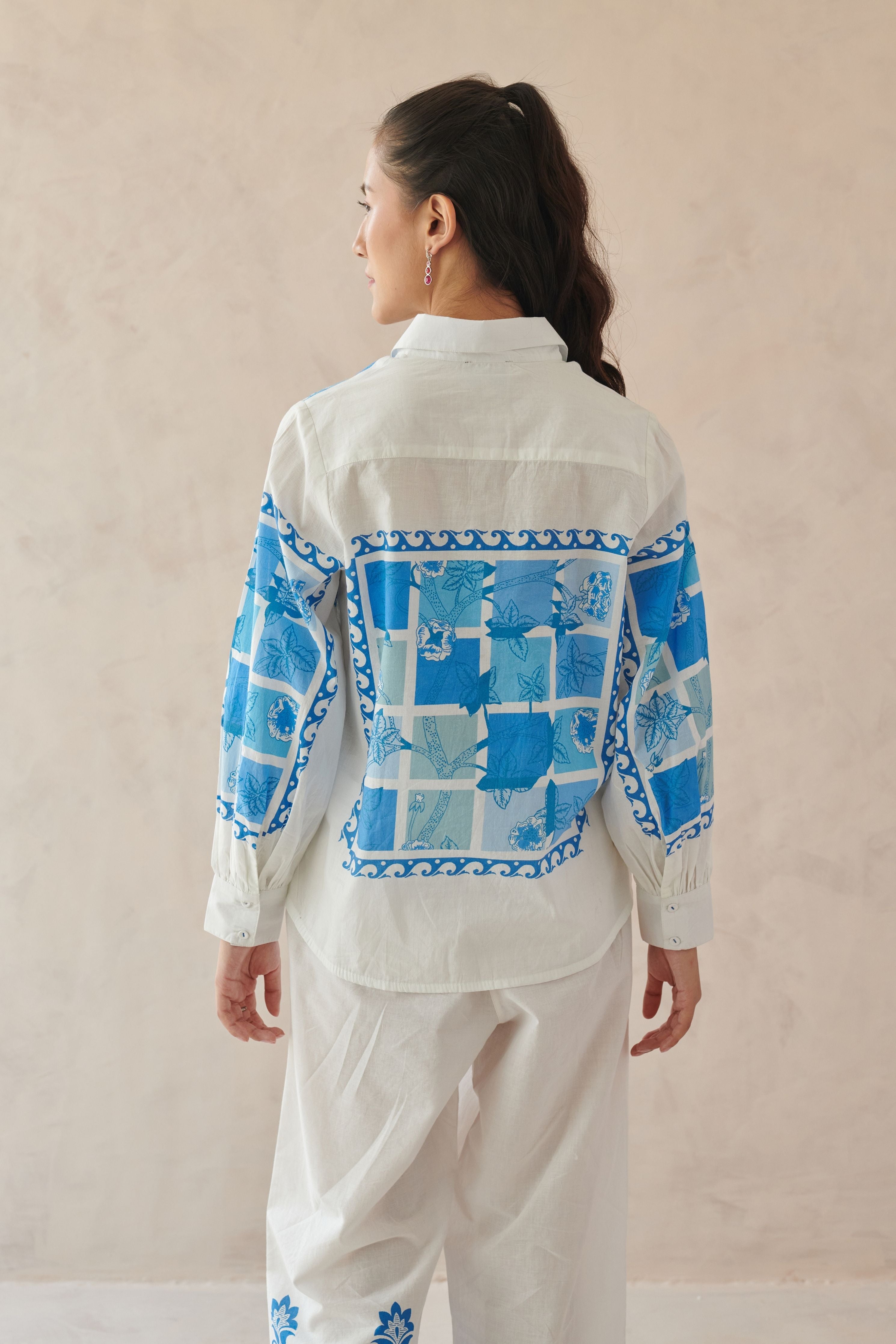 Vivia Blue Mosaic Floral Shirt