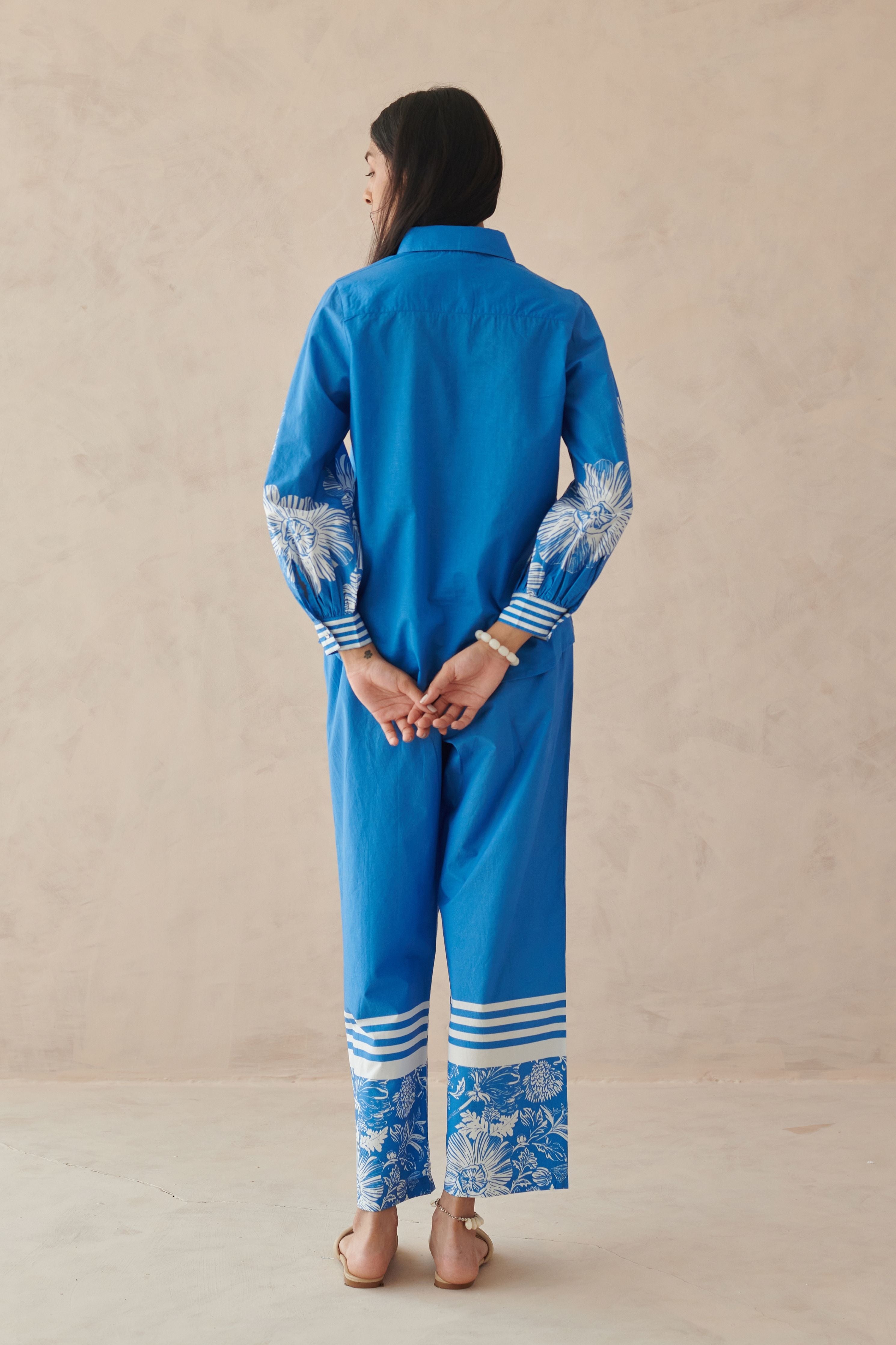 Vivia Blue Placement Floral Shirt