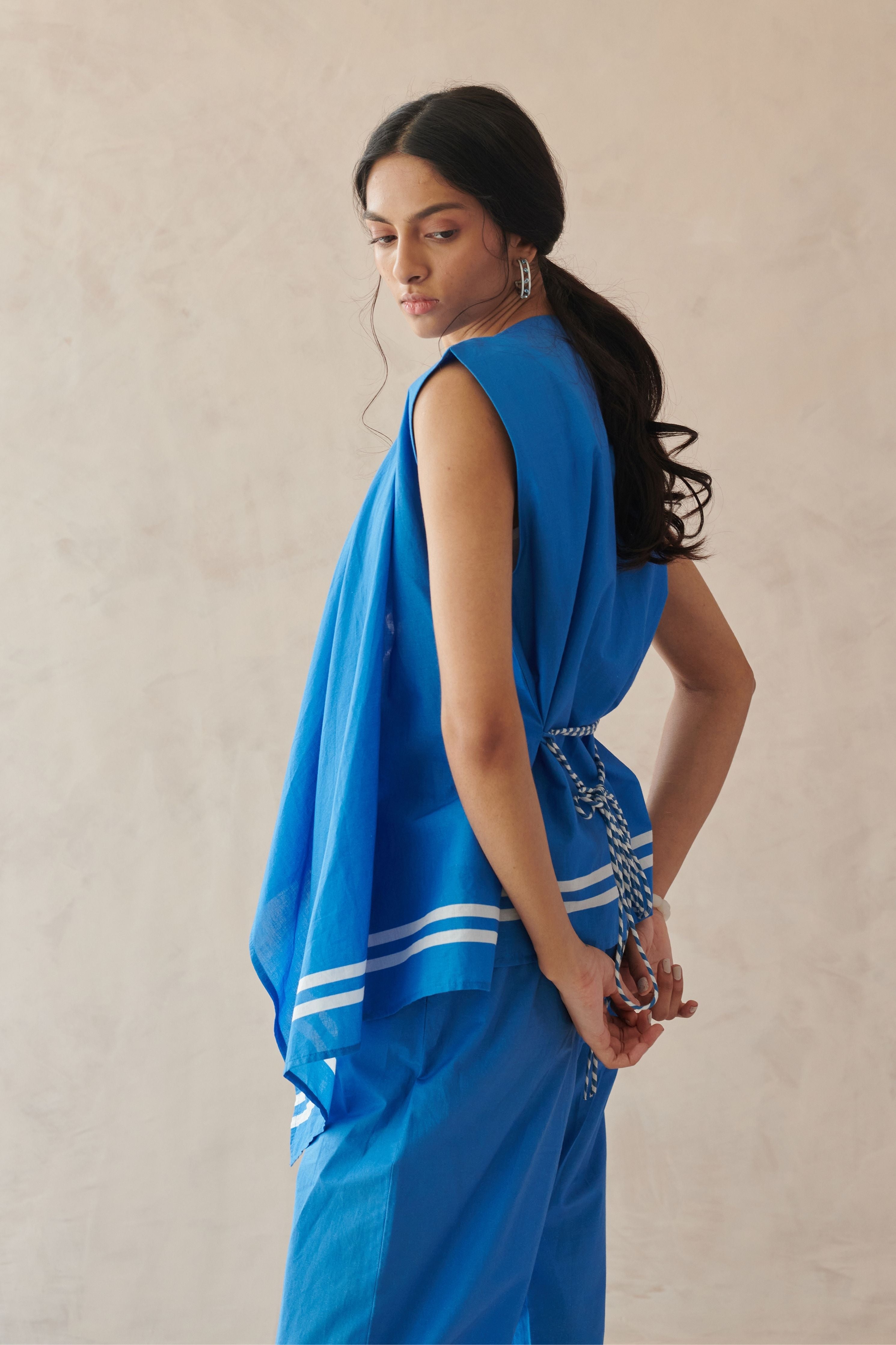 Fleur Blue Asymmetrical Overlay