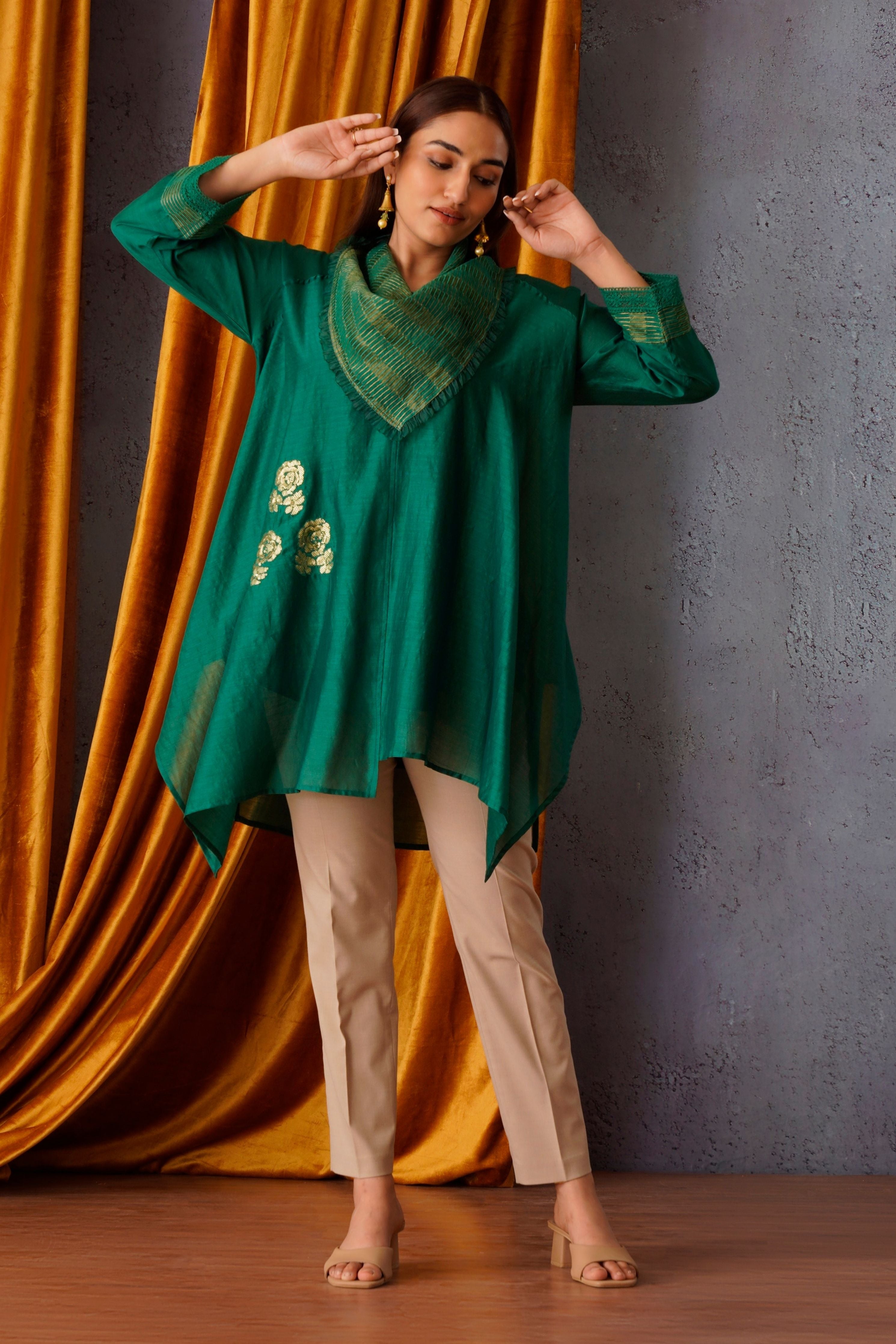 Emerald Areen Embroidered Asymmetric Tunic