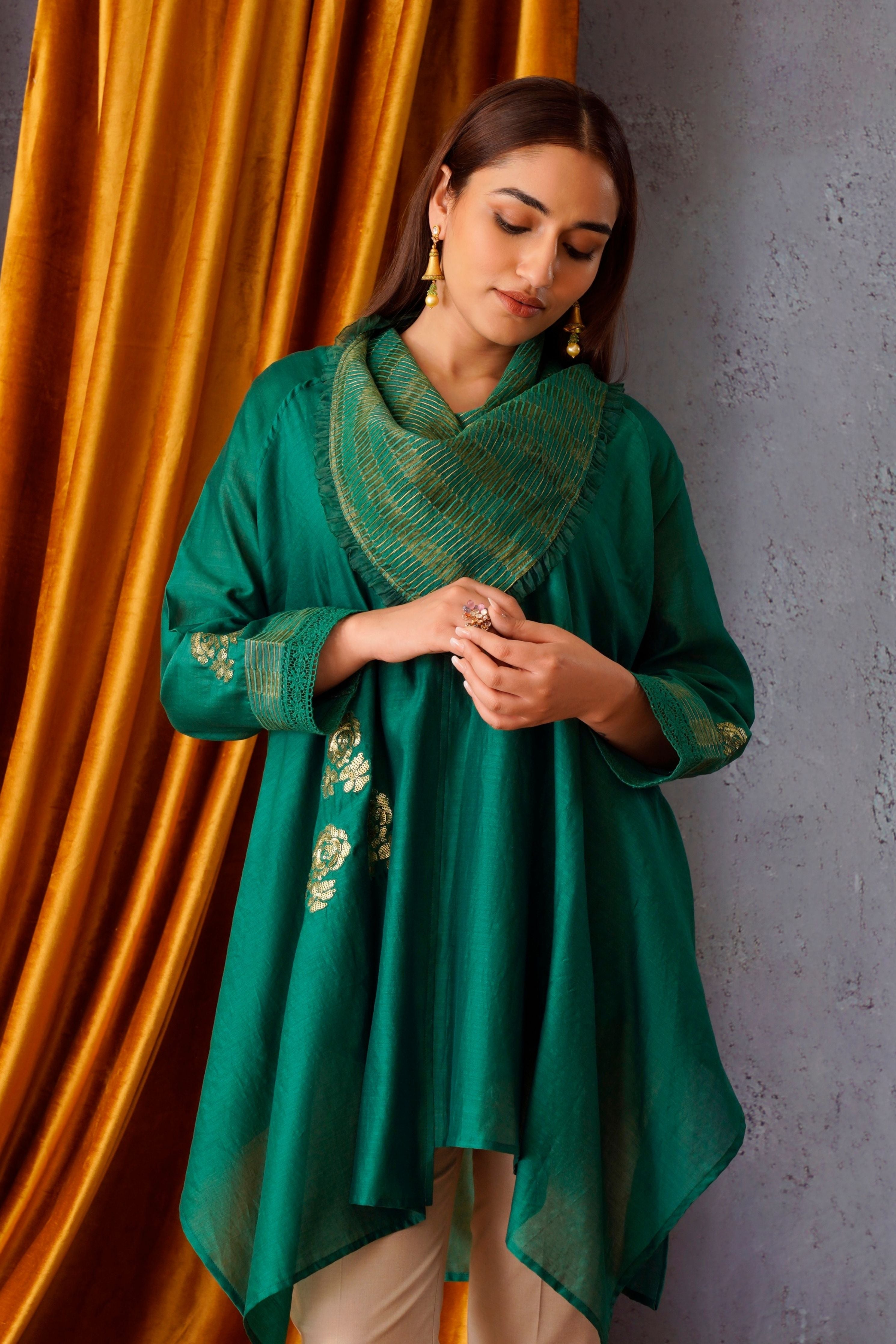 Emerald Areen Embroidered Asymmetric Tunic