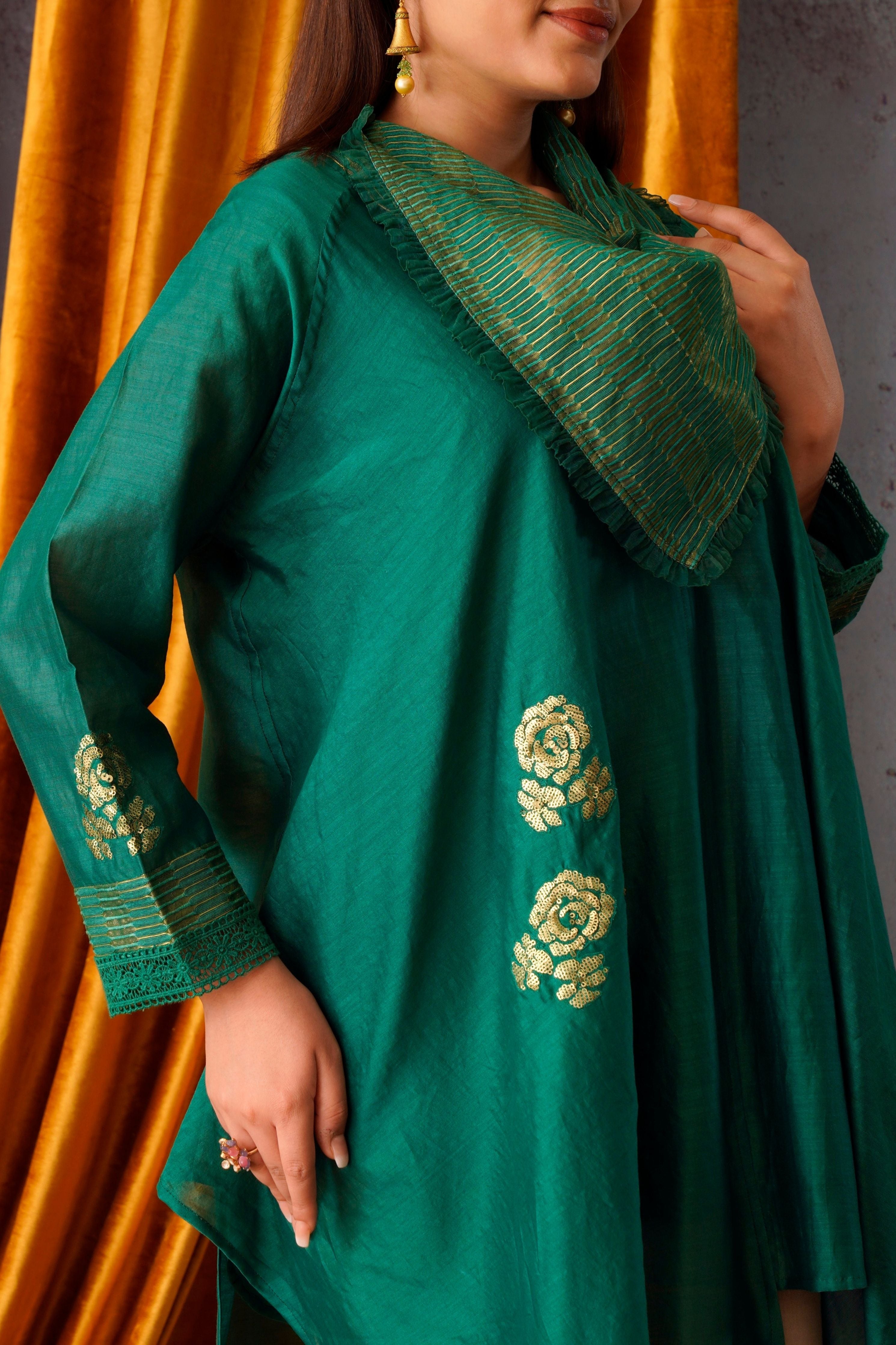 Emerald Areen Embroidered Asymmetric Tunic