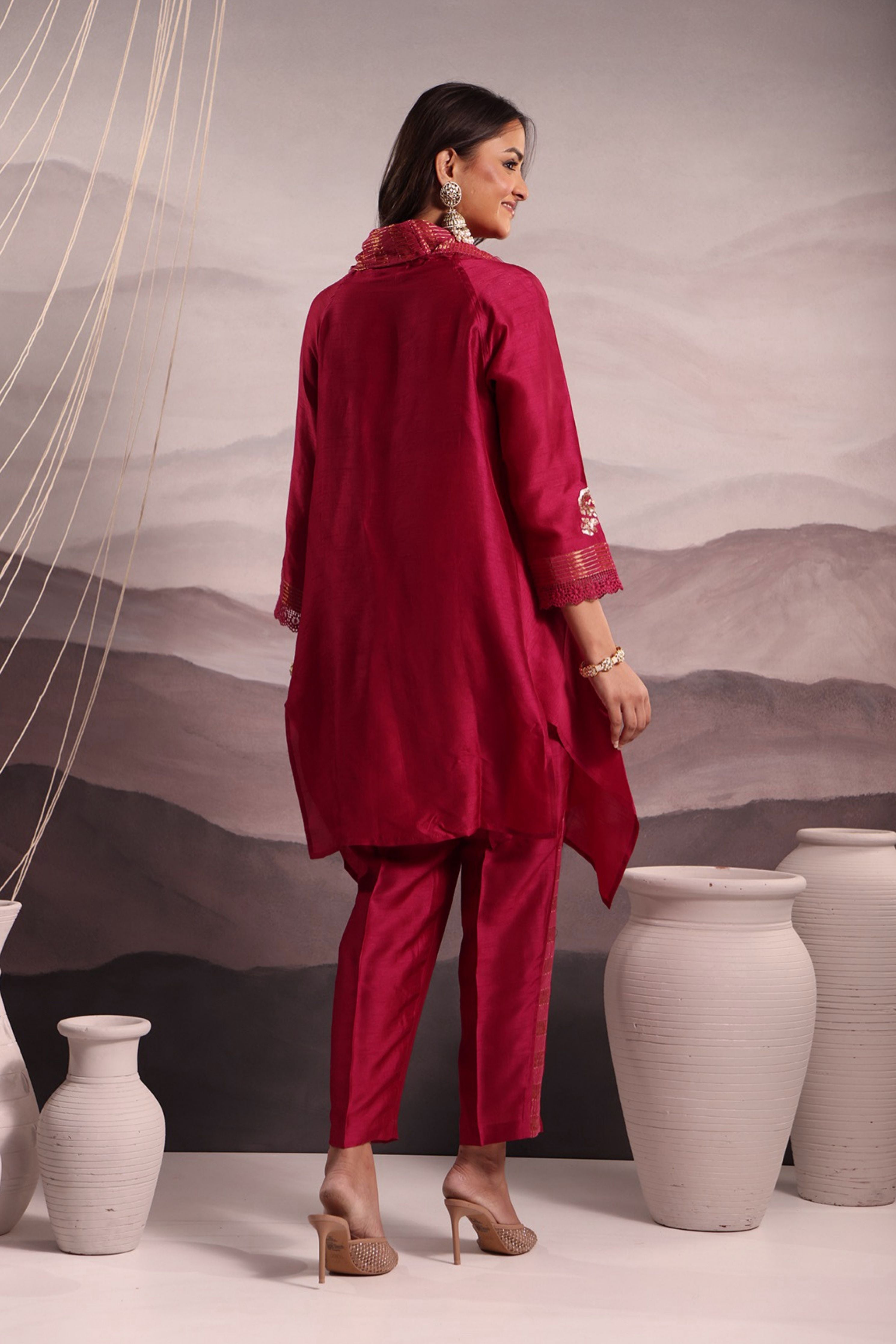 Deep Magenta Anti-Fit Asymmetric Silk Tunic