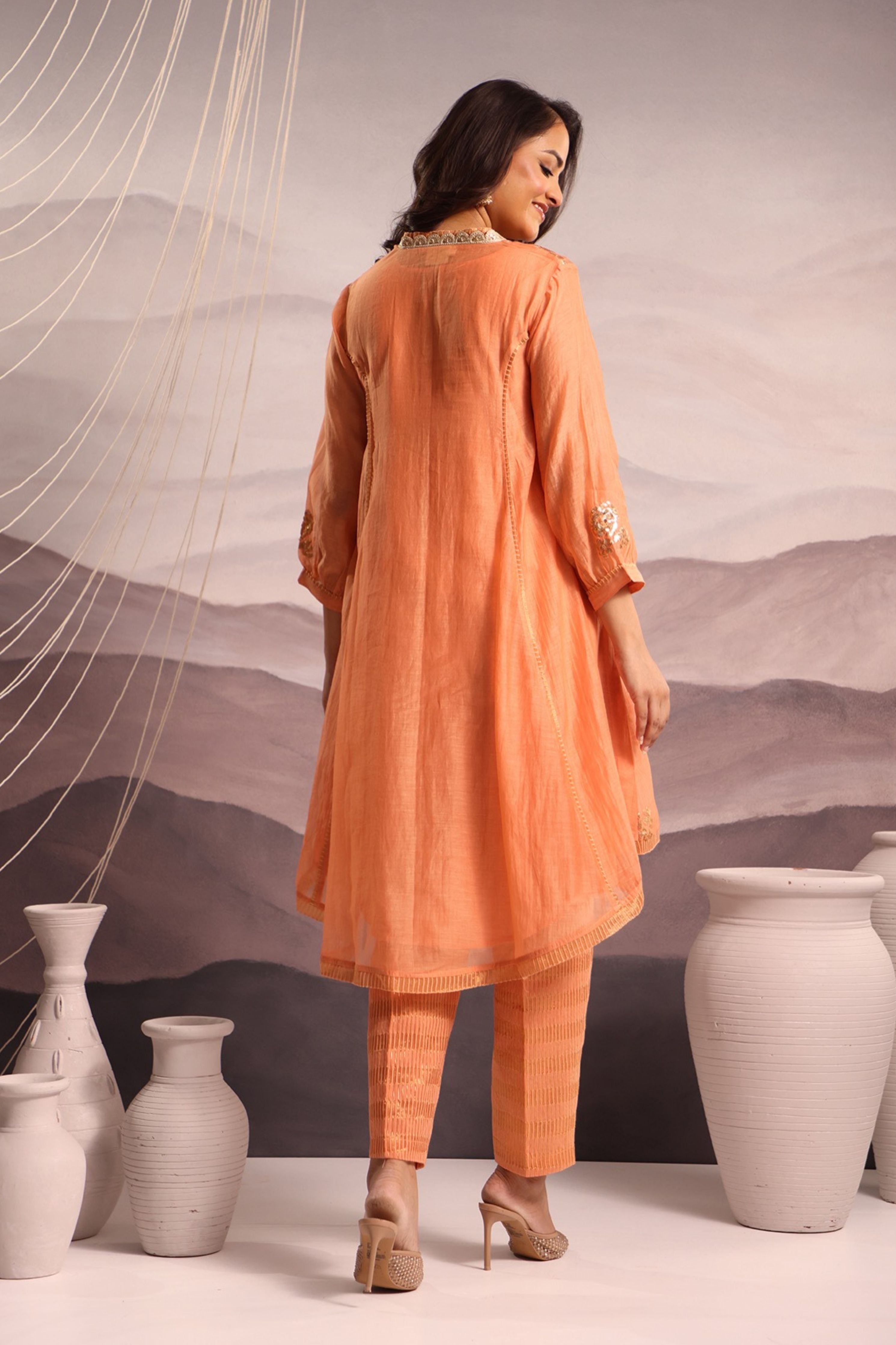 Peach High Low Co-Ord Set