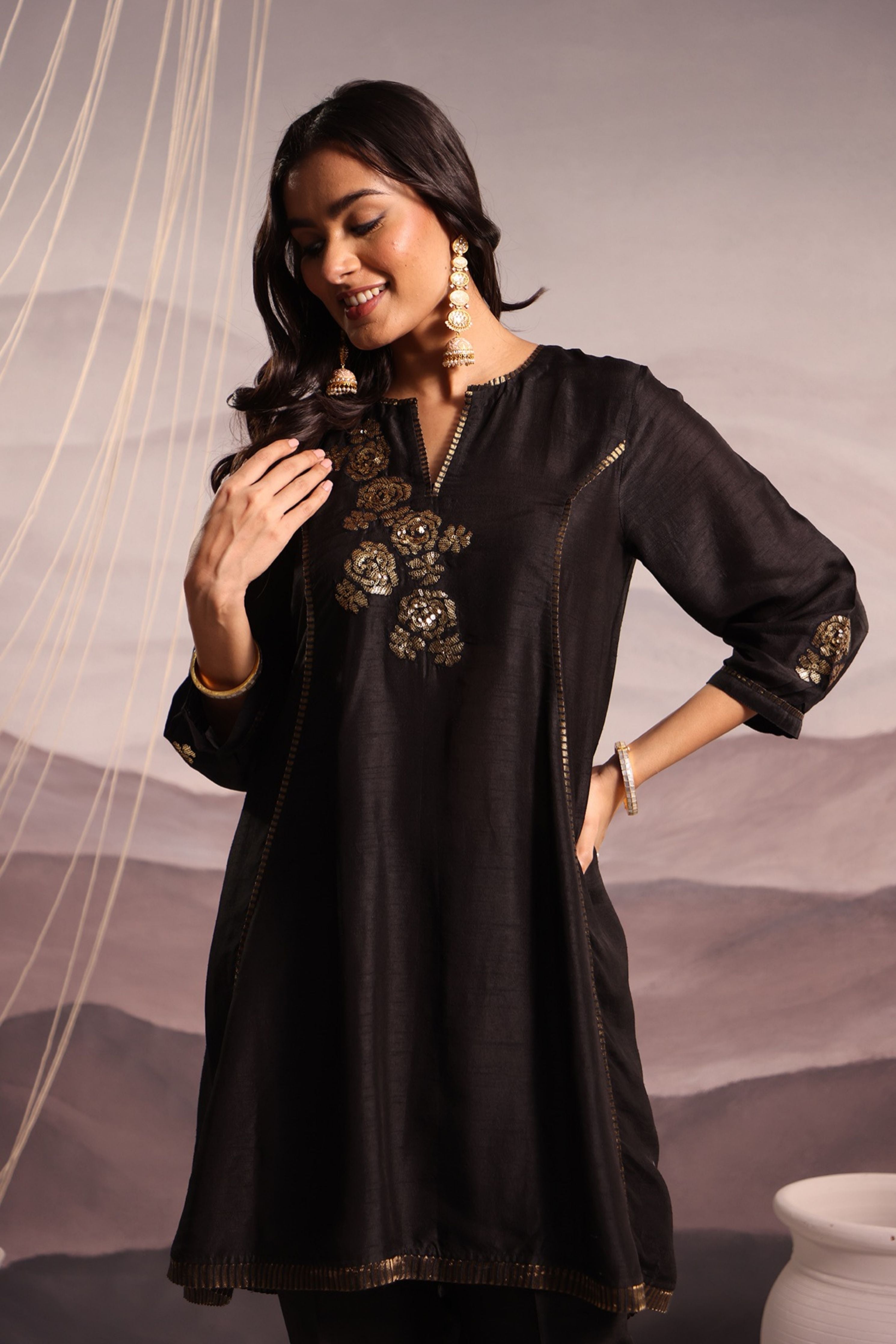 Black Panelled Co-Ord Set